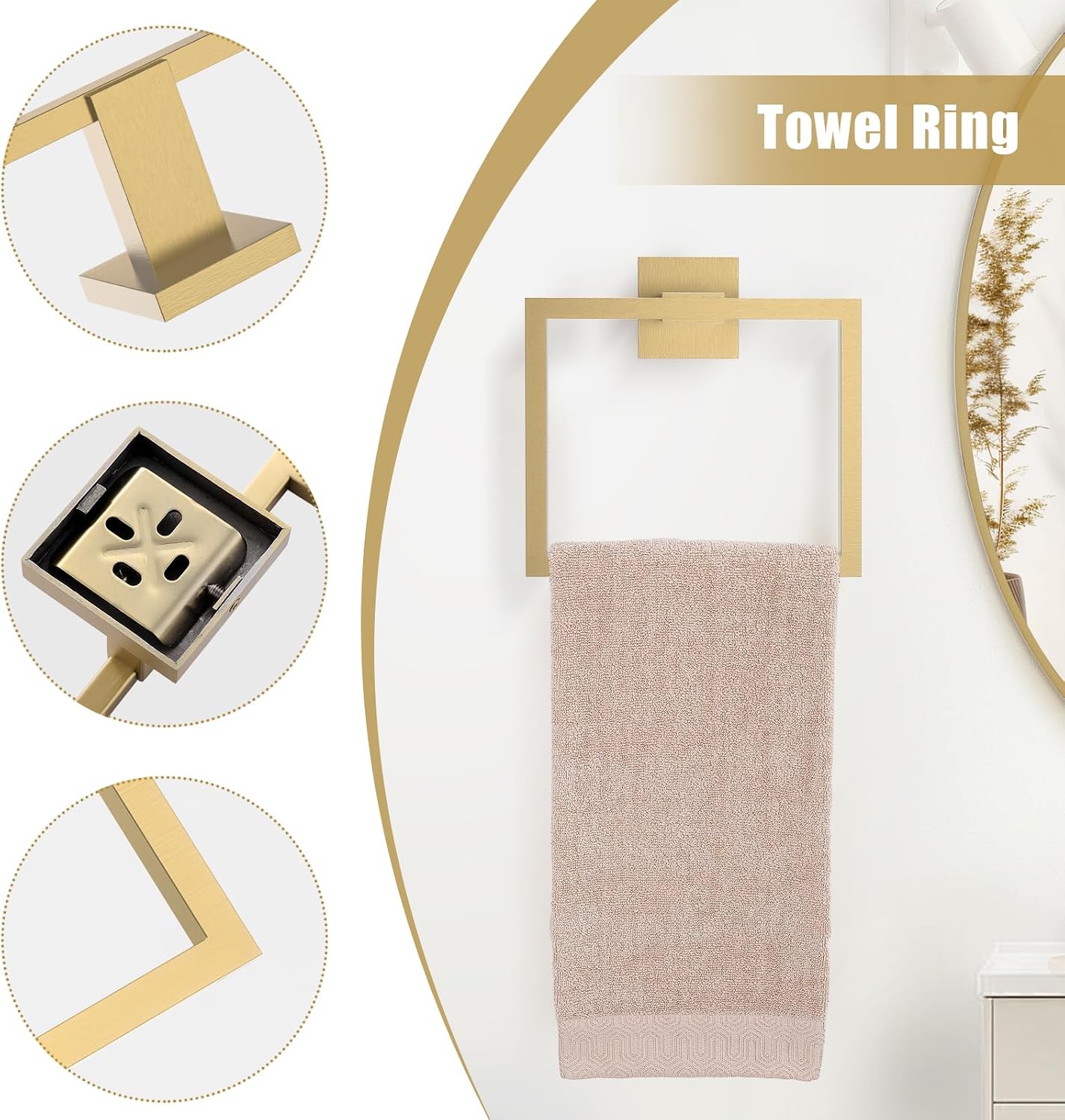 TQKAG Brushed Gold Bathroom Hardware Accessories Set 5 Pieces, Double Post Pivoting Toilet Paper Holder Set Stainless