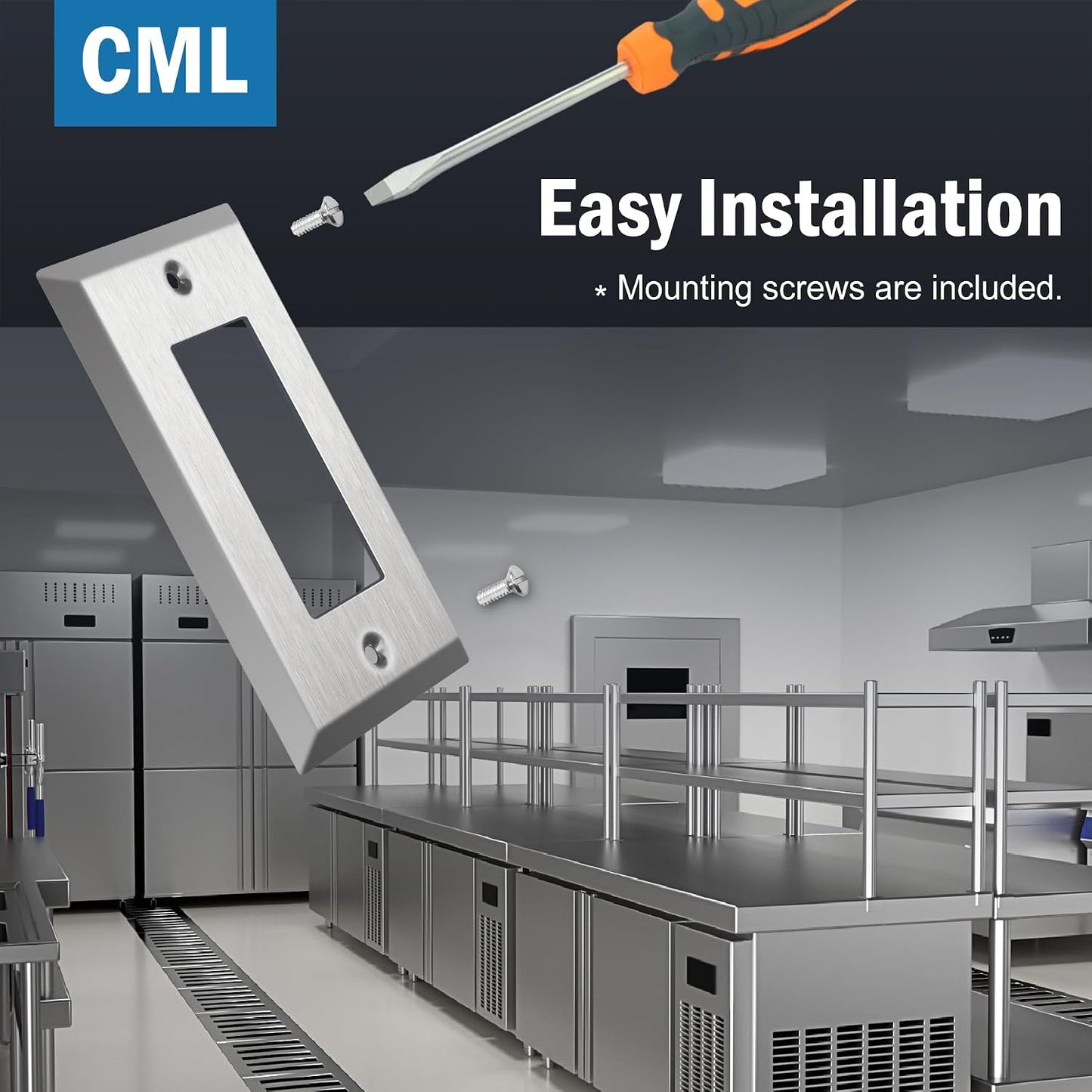 CML 20 Pack 1-Gang Decorator Metal Wall Plate, Standard Size, Silver | Stainless Steel Outlet Receptacle Covers &