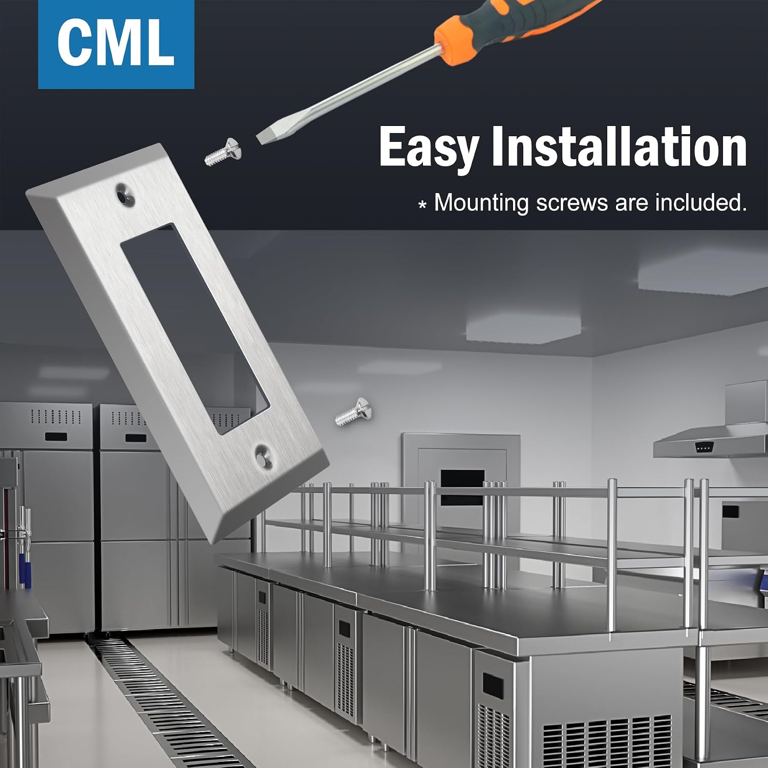 CML 20 Pack 1-Gang Decorator Metal Wall Plate, Standard Size, Silver | Stainless Steel Outlet Receptacle Covers &