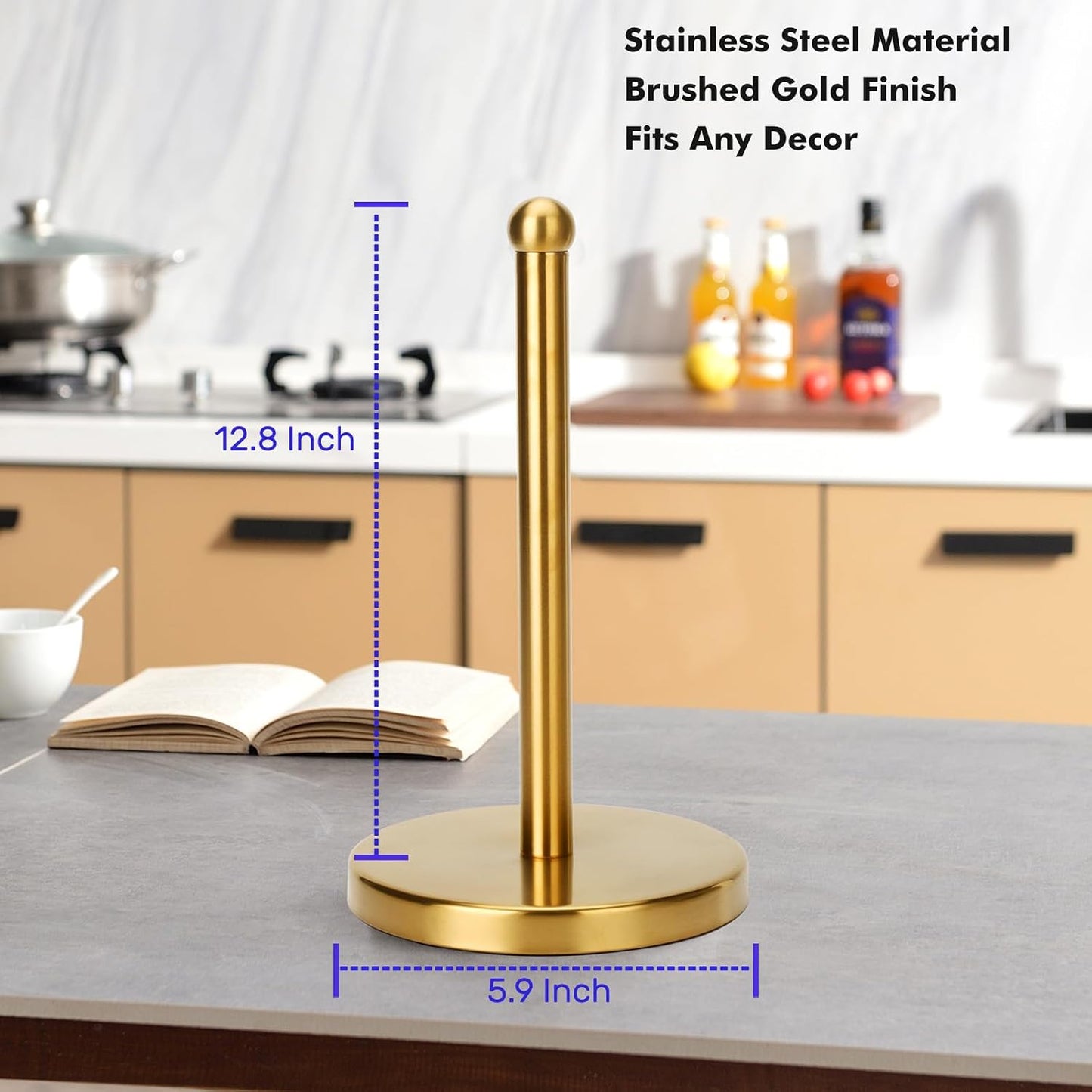 Paper Towel Holder Stand with Sturdy Base Fits Standard and Jumbo Sized Paper Towel, Paper Towel Holder Countertop