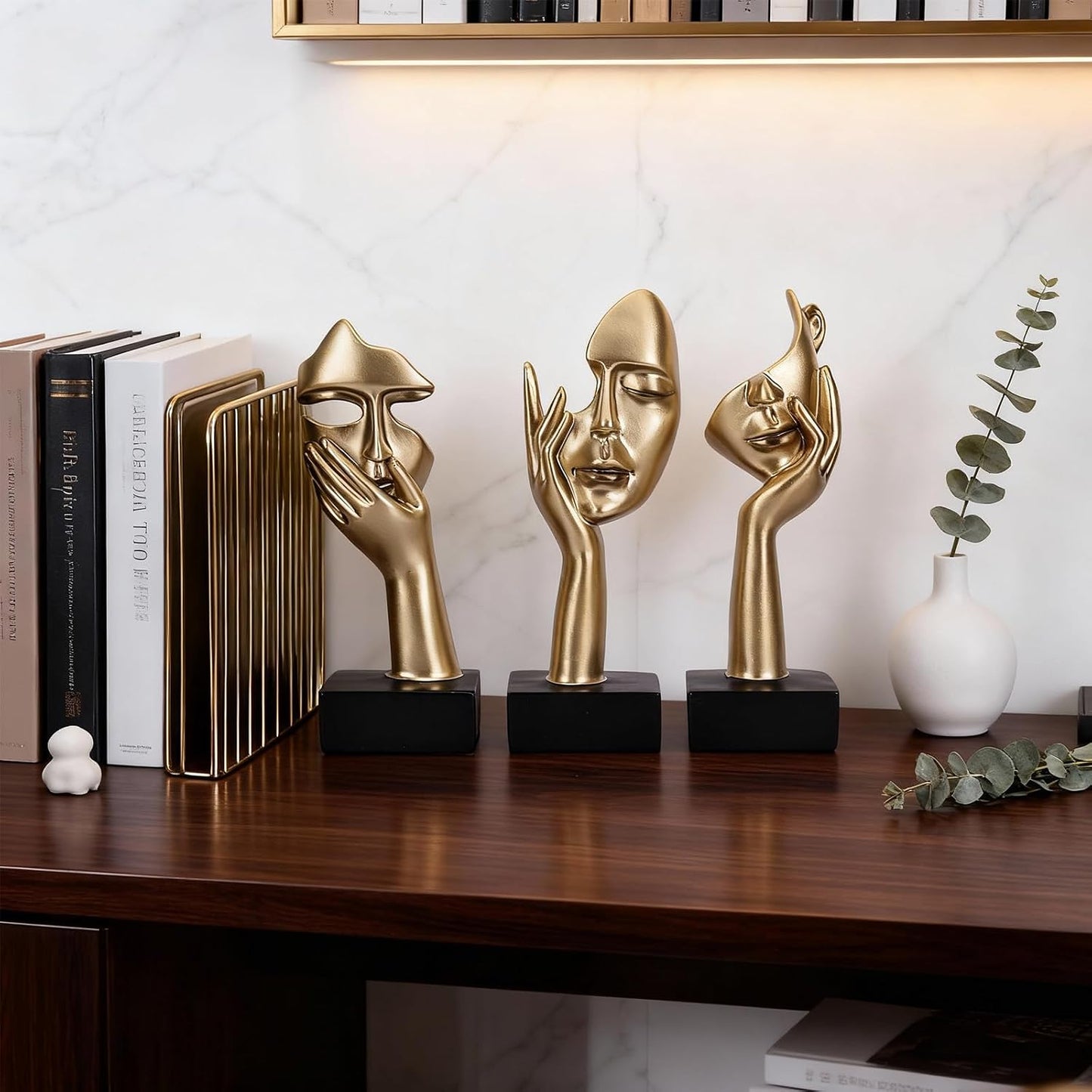 Thinker Large Statue Set / Gold / Set of 9