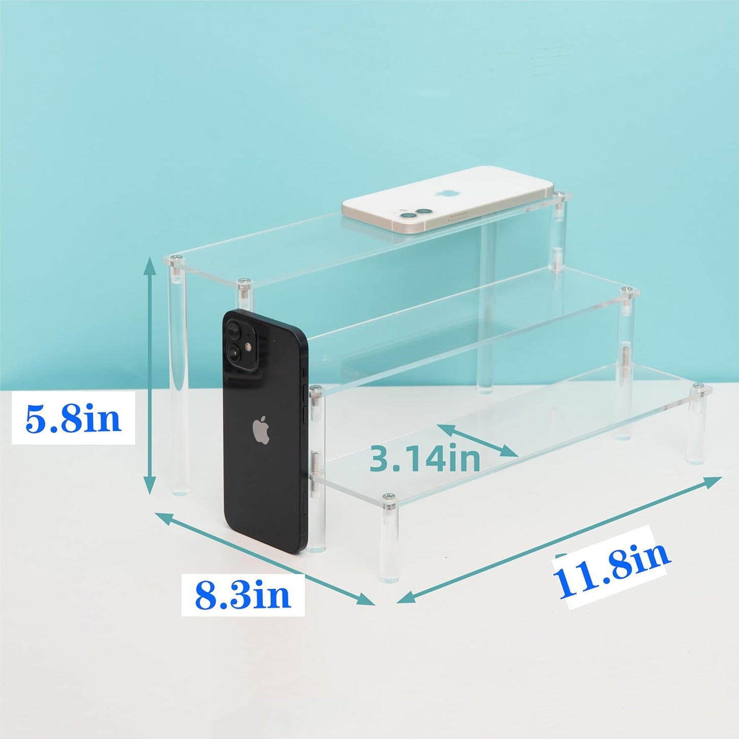 3 Steps Acrylic Display Riser Cupcake Stand Display for Decoration and Organizer / 3 Tier / Clear