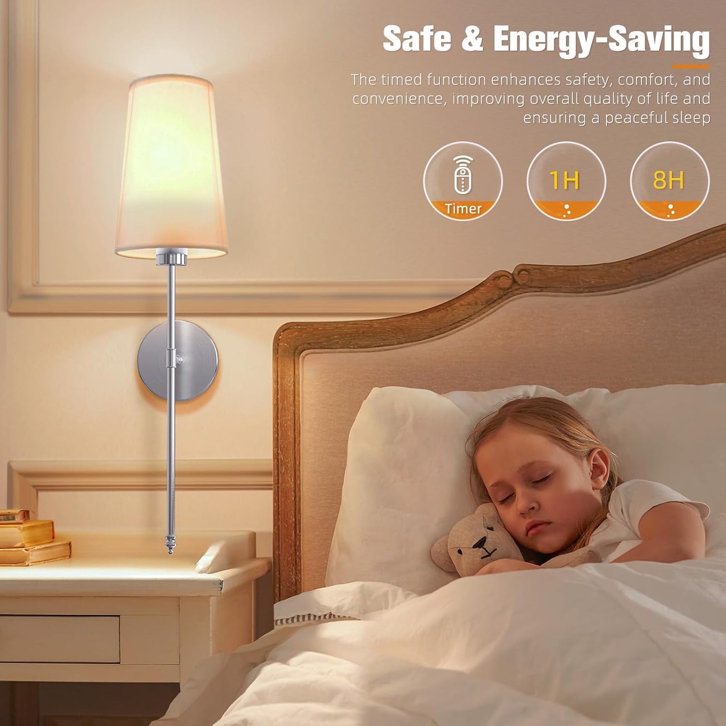 Brushed Nickel Battery Operated Wall Sconce Set of 2,Rechargeable Wall Lights with 10400mAh Dimmable Detachable Bulbs