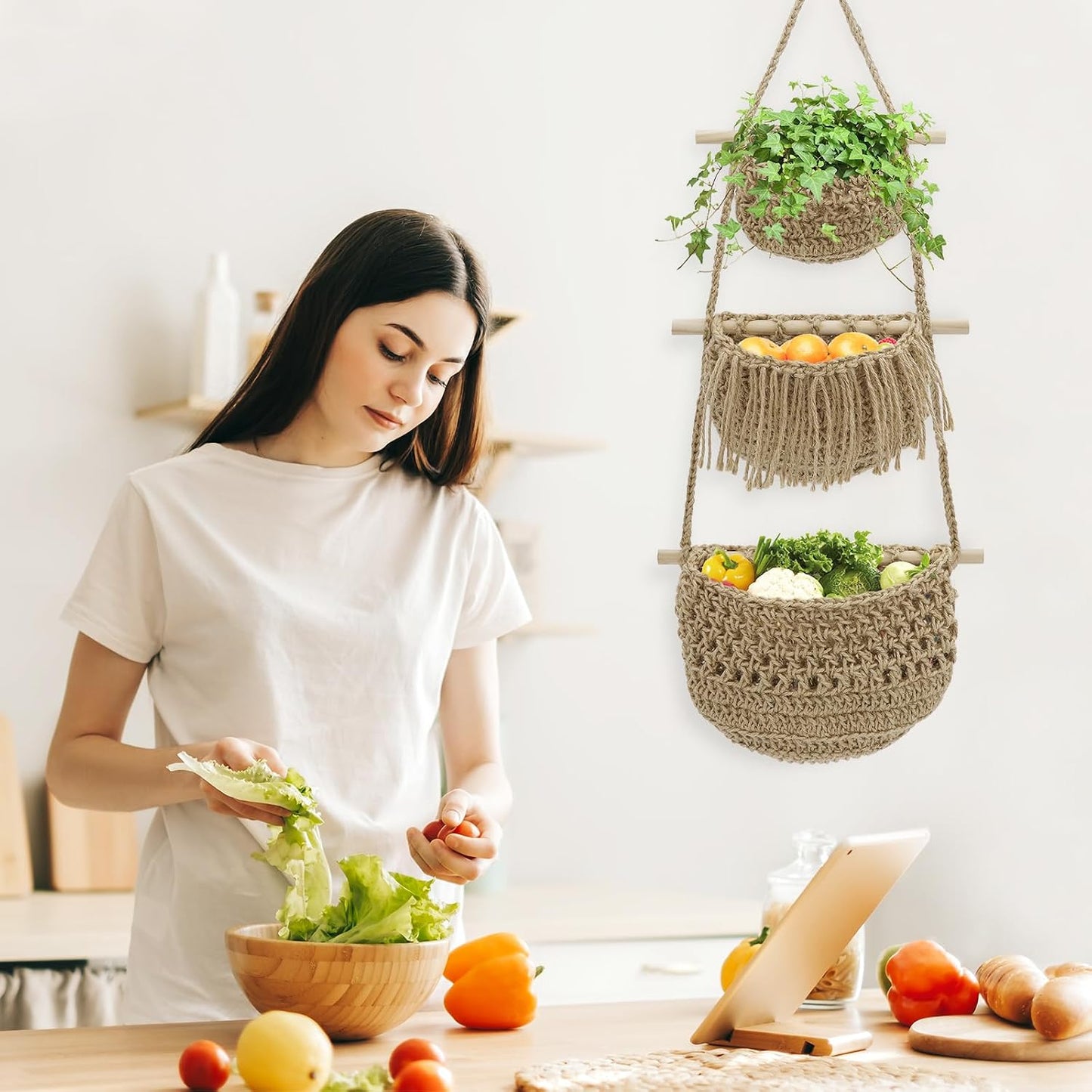 Boho Wall Baskets / Brown-jute