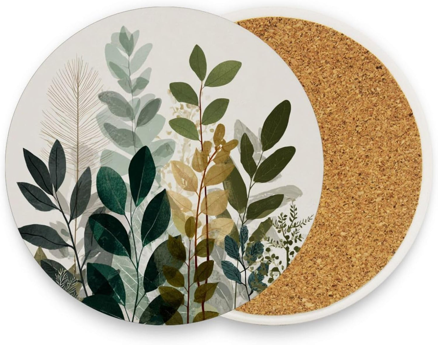 Coasters for Drinks Coaster Drink Set Decorative Coffee Table / Beige Boho Style Leaves28 / 4 Piece