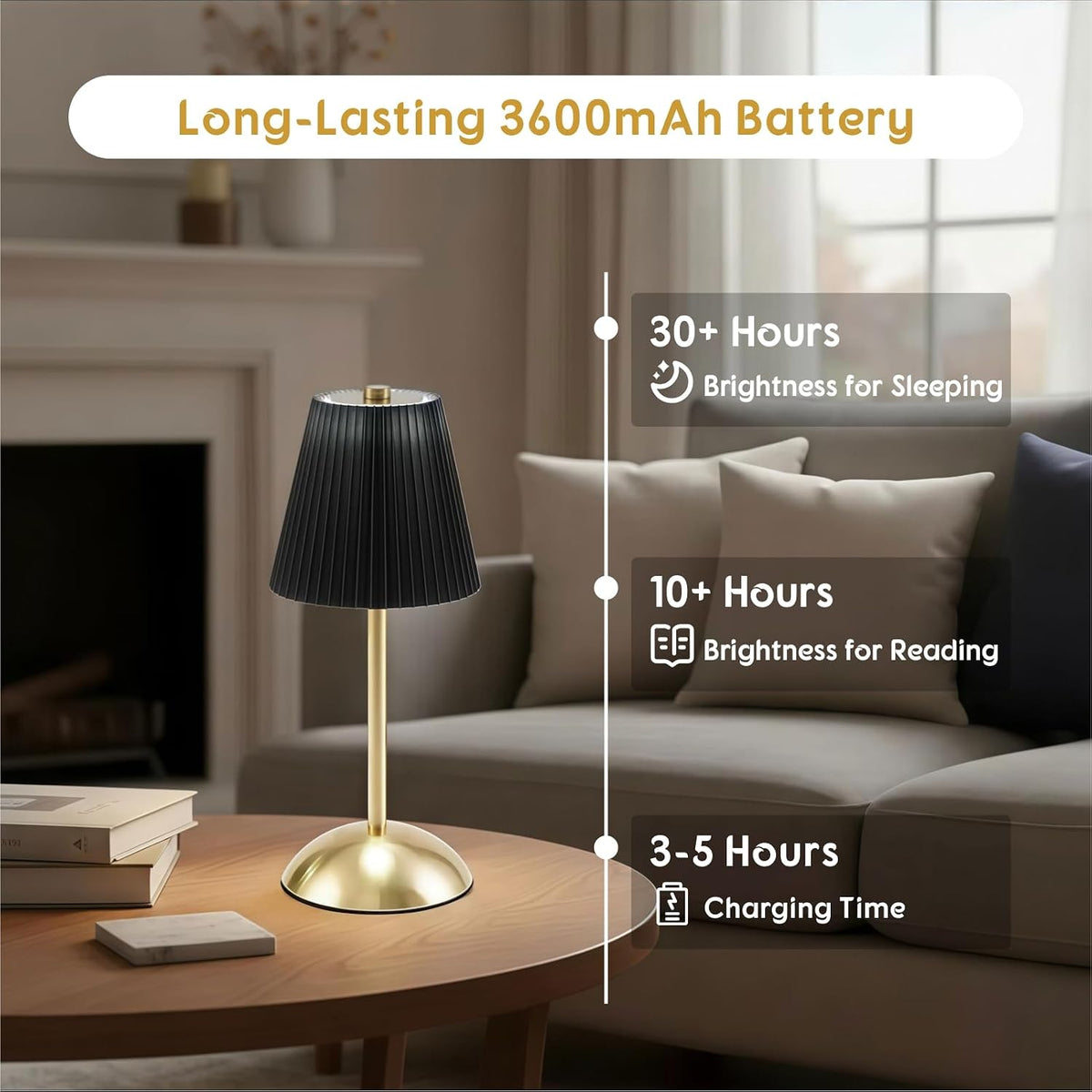 2-Pack Cordless Table Lamps Rechargeable, Battery Mini LED Lamps | Small Wireless Lamps for Tables, Restaurant Table