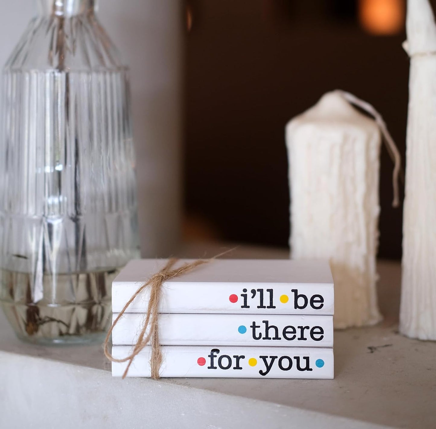 Mini Decorative Wooden Book Stack for Tiered Tray Accent / There for You