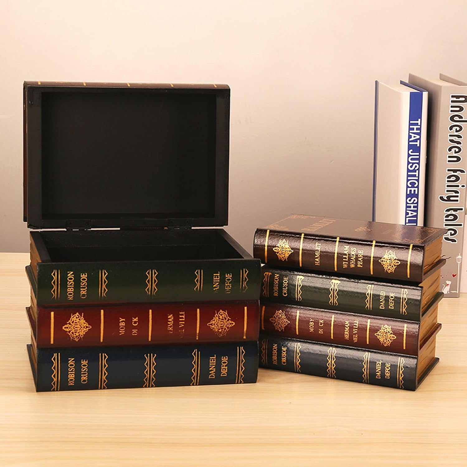 Wooden Book Shaped Storage Box / A