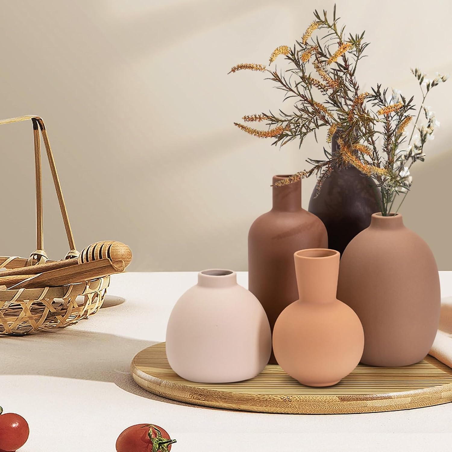 Neutral Ceramic Vase Set / Natural