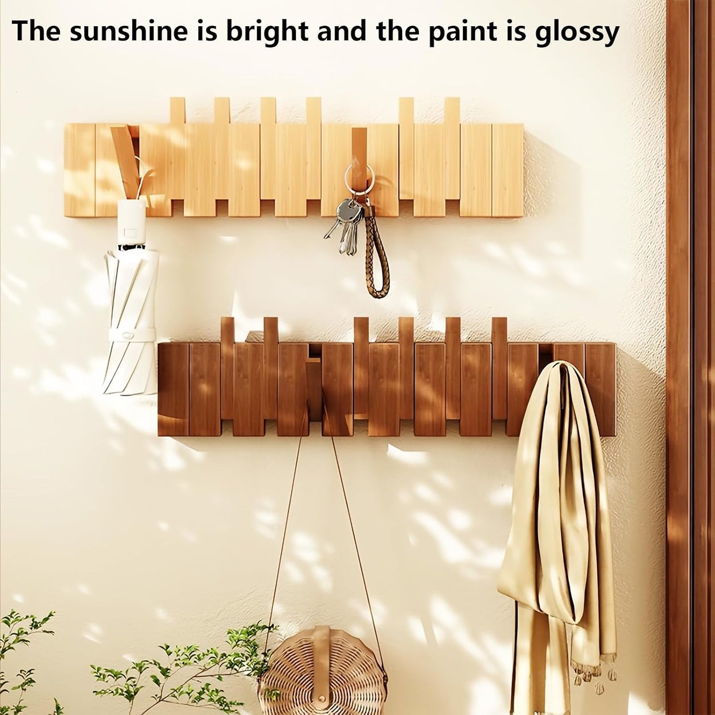 Paint Wood Wall Mounted Coat RackHooks Piano Key Hangers Natural Solid Wood Hanger Non-Woven Fabric Clothes Hangers for