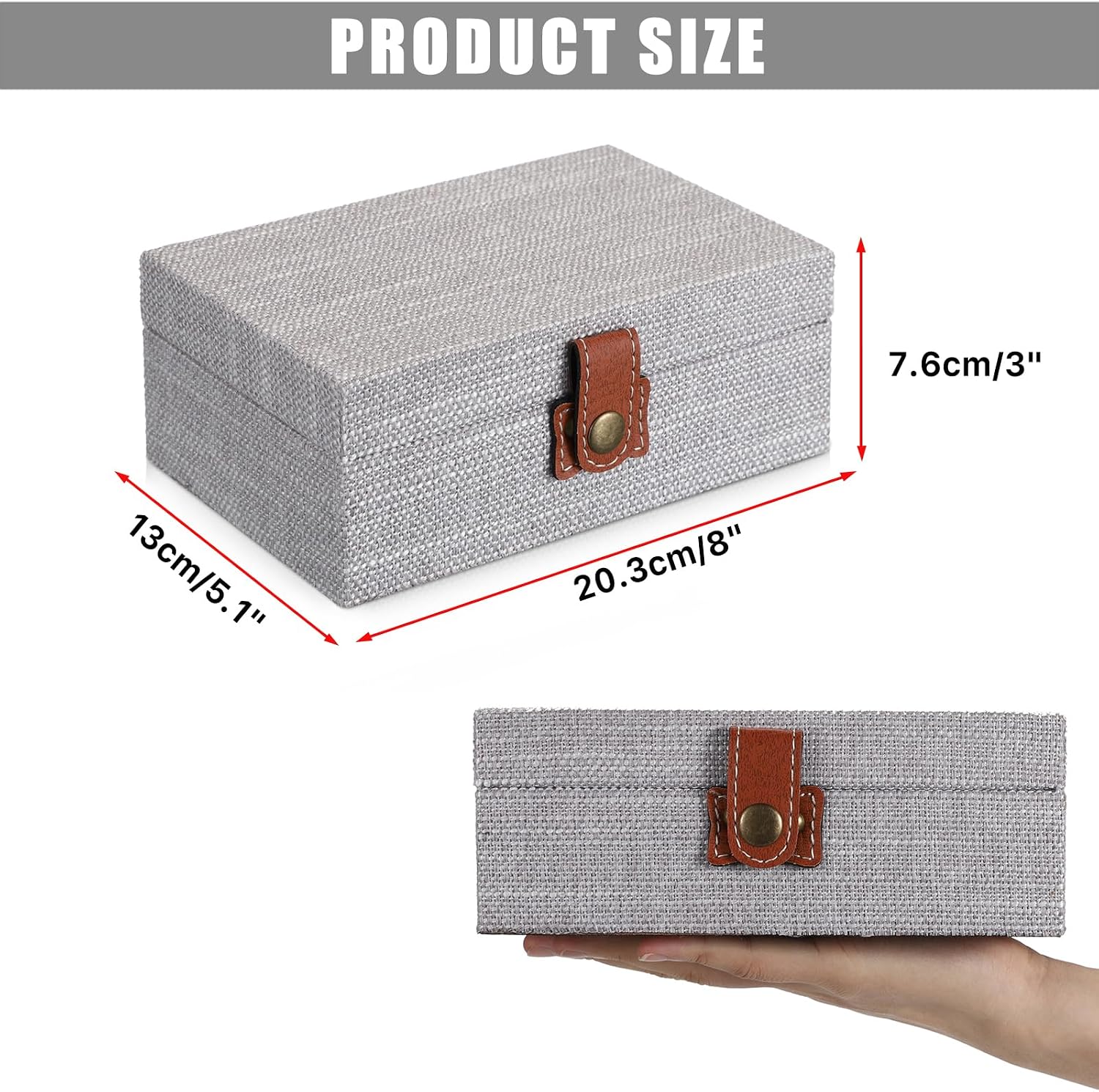 Linen Covered Rectangular Keepsake Case / Small / Gray