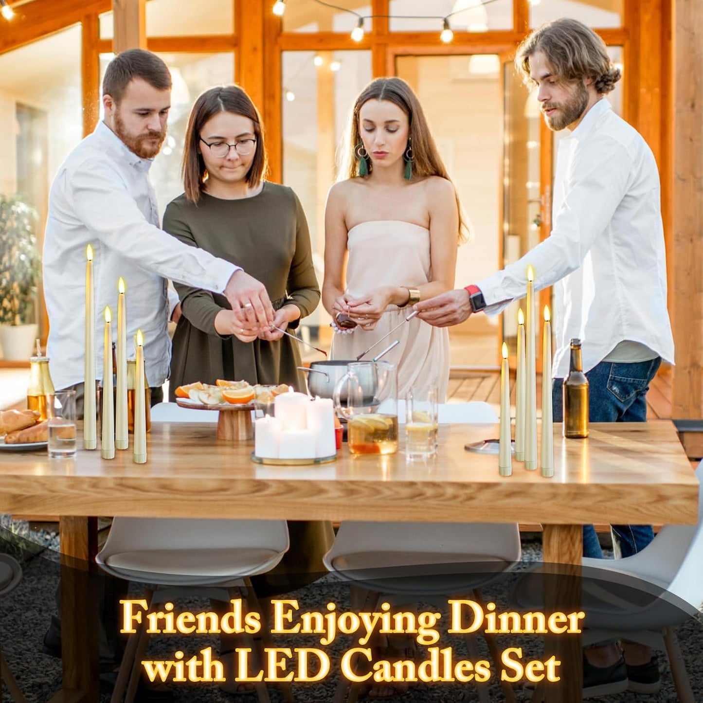 Rossesay 24 Pcs Flameless LED Taper Candles Battery Operated Candle 8.5", 9.65", 10.8", 12.8" Flameless Candlesticks