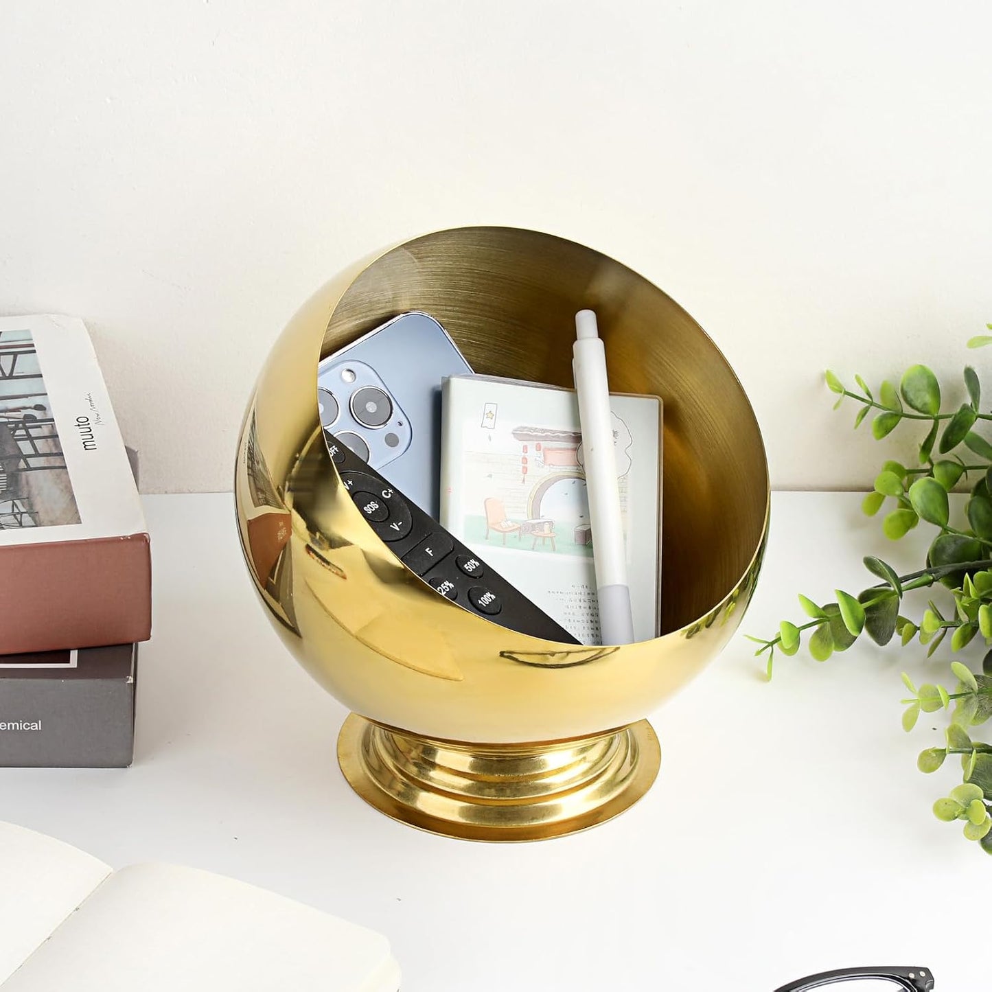 Golden Key Bowl for Entryway Table Decorative Storage Dish Catch All Bowl for Fruit Coffee / Gold
