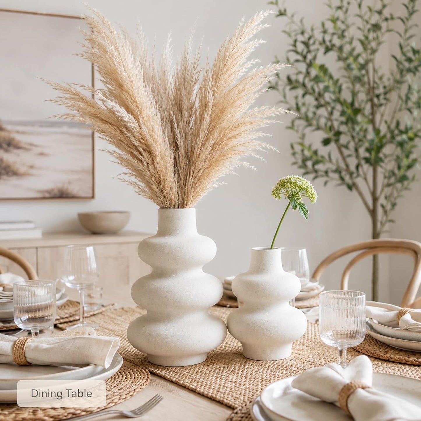 Ceramic Vase Set / White / Set of 2