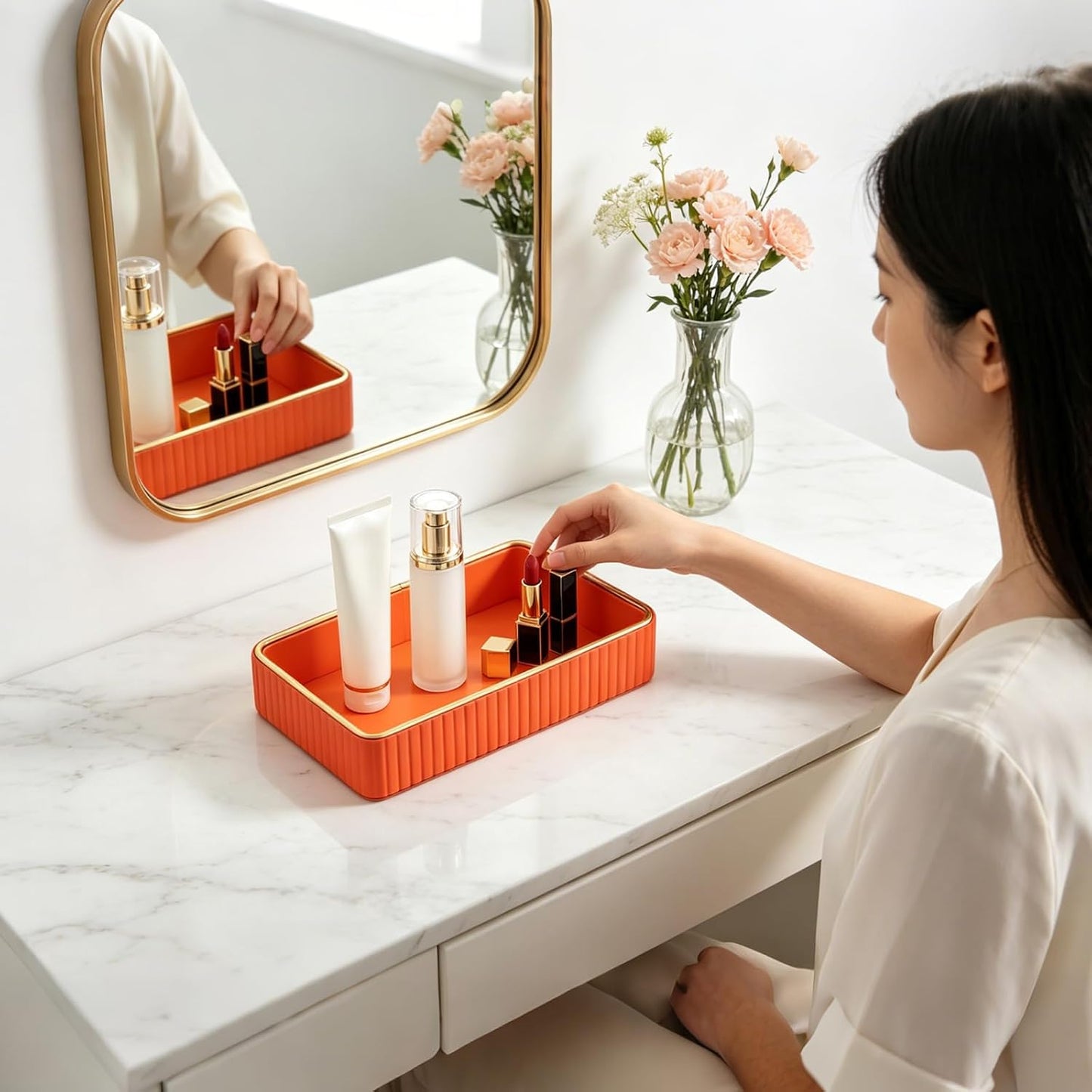 PU Leather Valet Tray / Orange