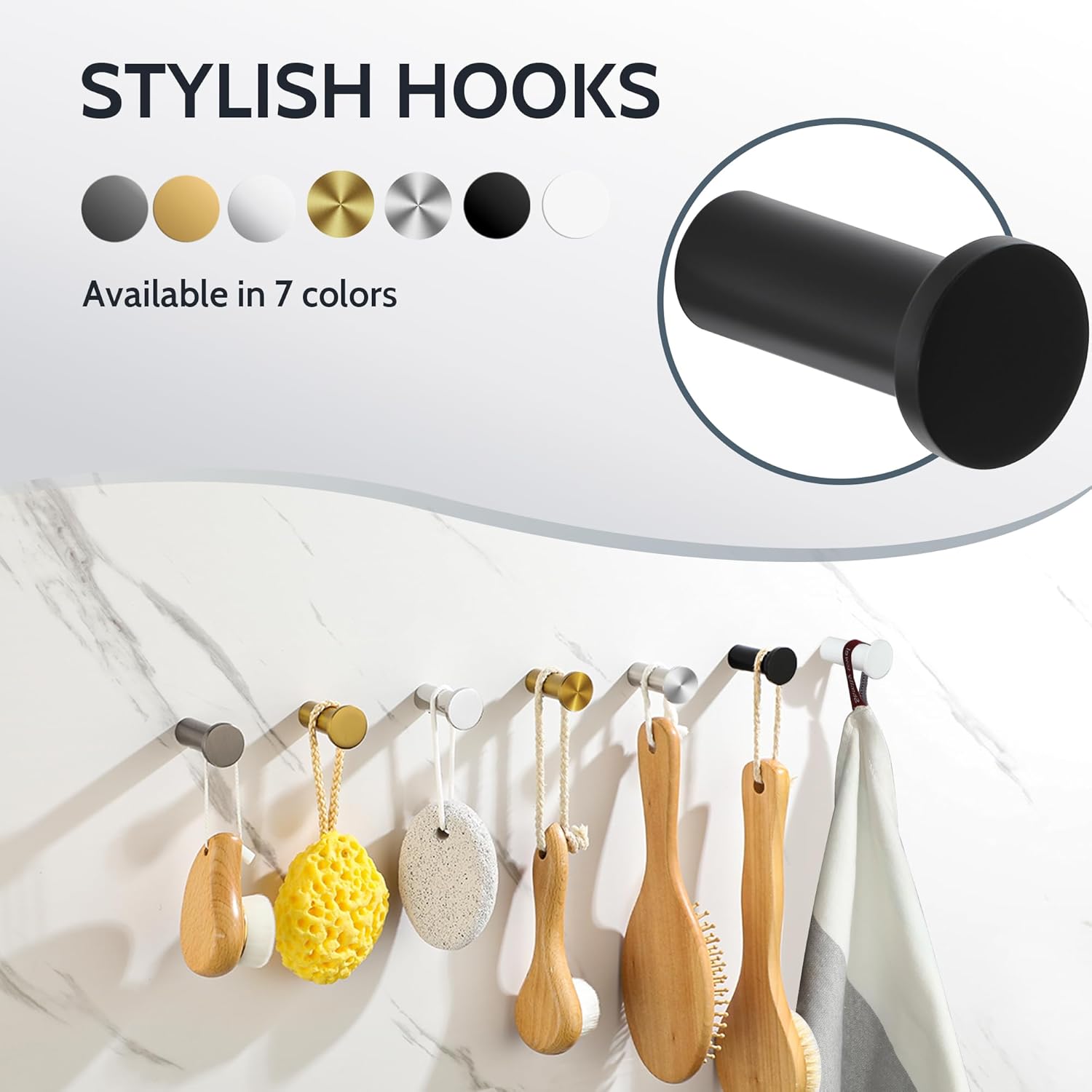 Modern Coat Hooks Wall Mounted / 4P - Round / Black