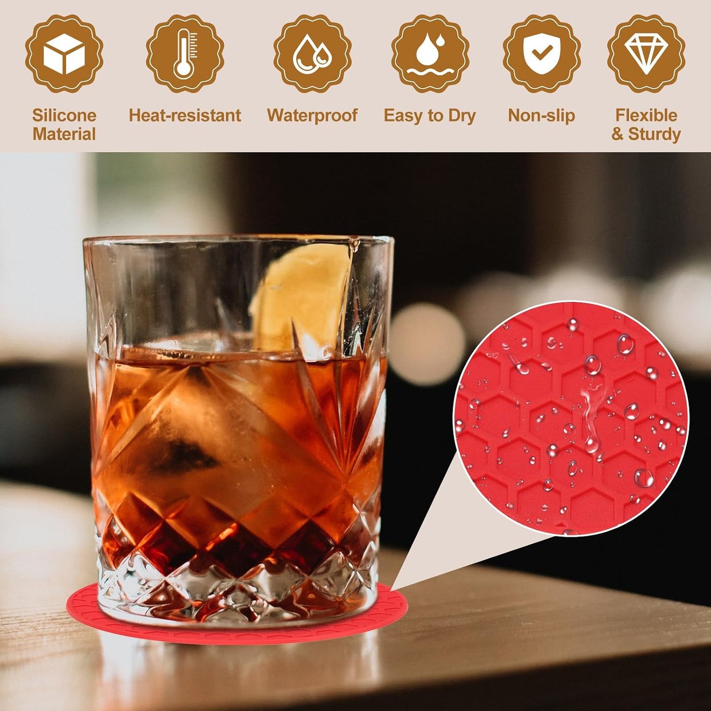 Holder / Round Coaster for Drink / Black / 4 Inch / Set of 24