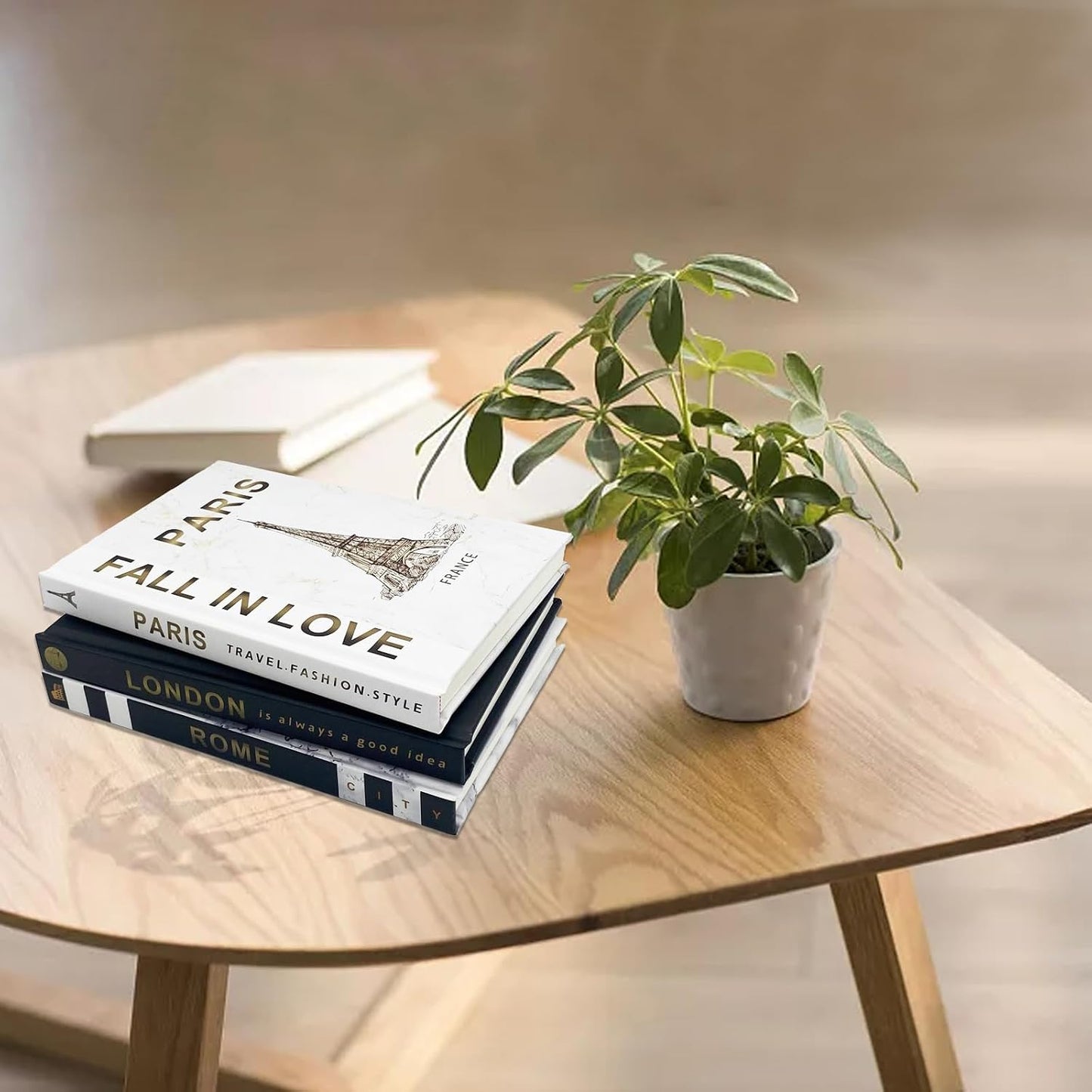 Hardcover Modern Decorative Books Stacked Decorations Decor Books / Rome/paris/london / Set of 3