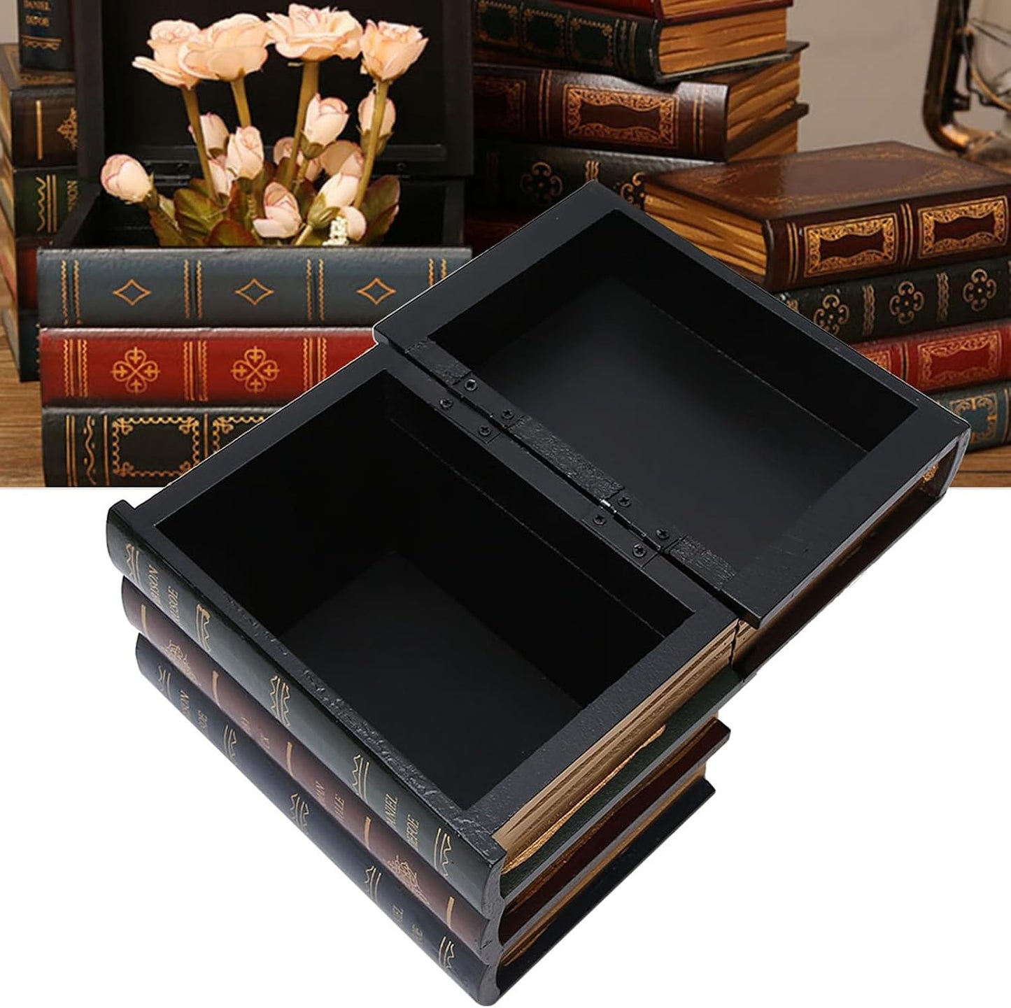 Wooden Book Shaped Storage Box / A
