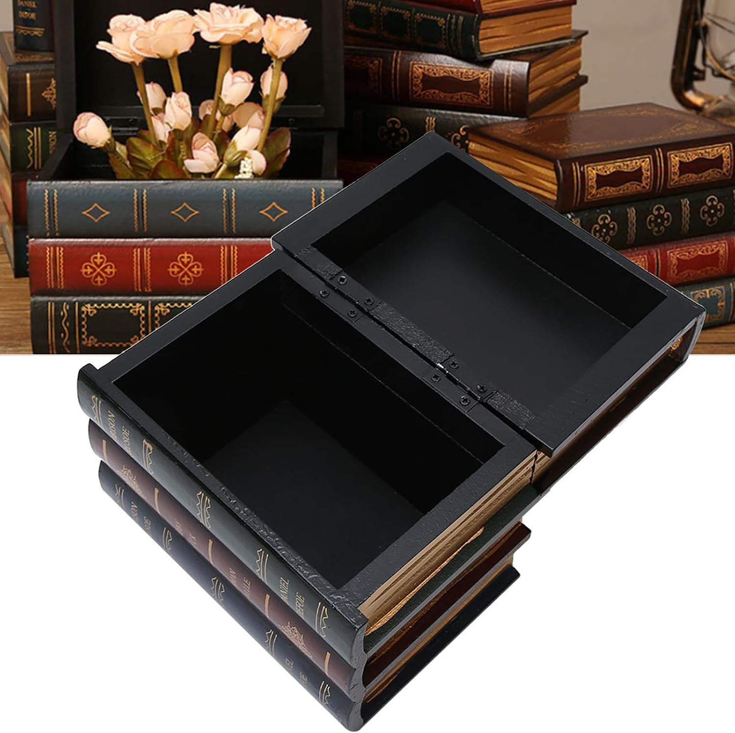 Wooden Book Shaped Storage Box / A