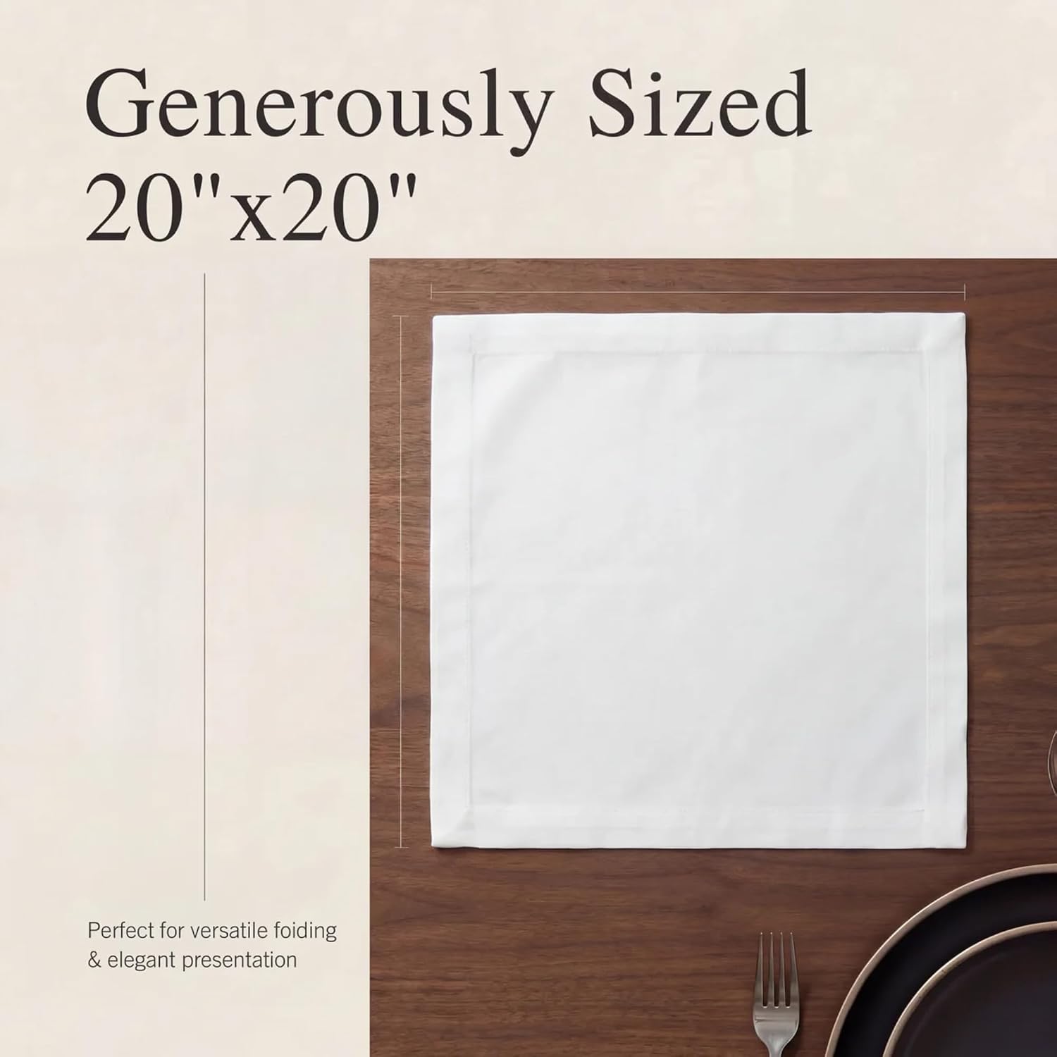 Urban Villa Cloth Napkins Cotton 20x20 (Set of 12) White