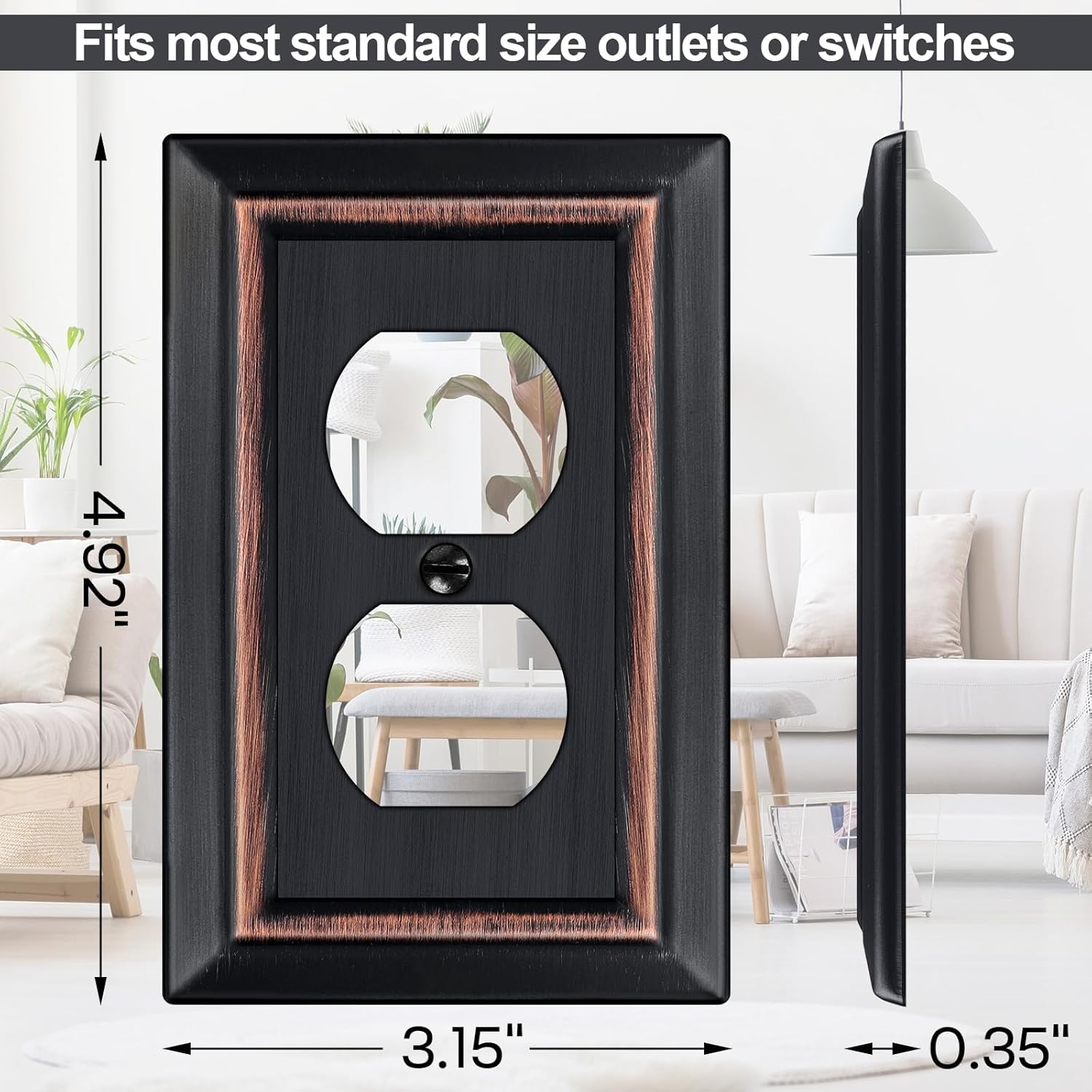 Metal Wall Plate for Electrical Outlets, Outlet Covers Wall Plate, 6 Pack | Decorative Aged Bronze Switch Plates Outlet