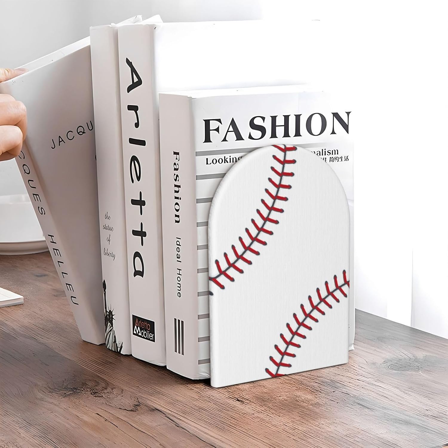Baseball Wood Bookends Stands Decorative Non-Slip Book Organizers / Sbl-001
