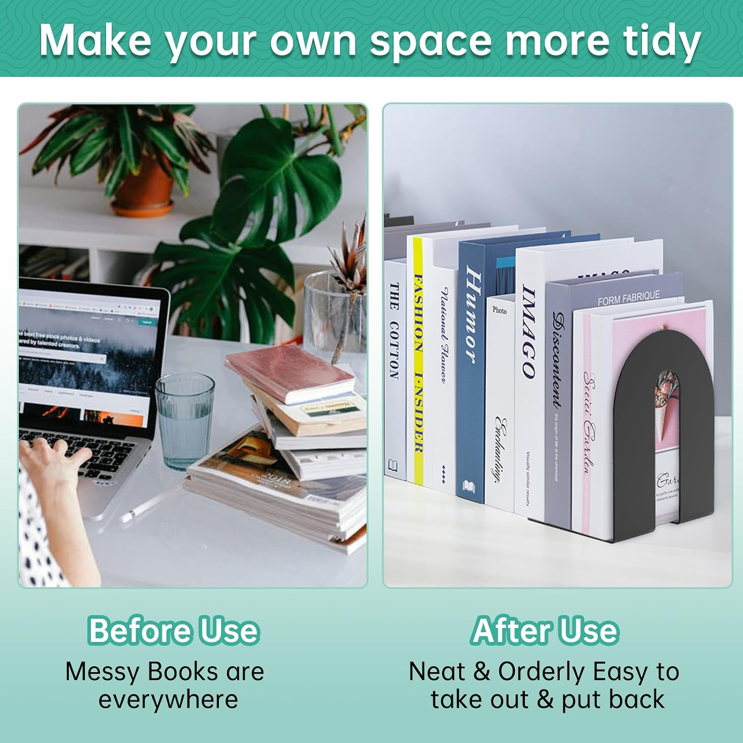 Heavy Duty 10" Bookends / Black / Set of 2