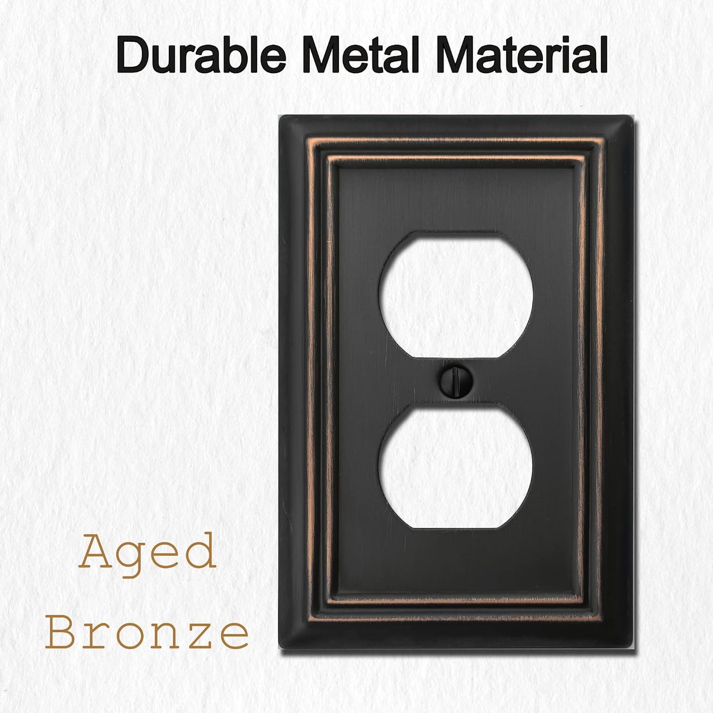 OKAWYC Single Duplex Outlet Light Switch Cover Adler Metal Wall Plate, 6-Pack Aged Bronze 1 Gang, for Receptacle Light