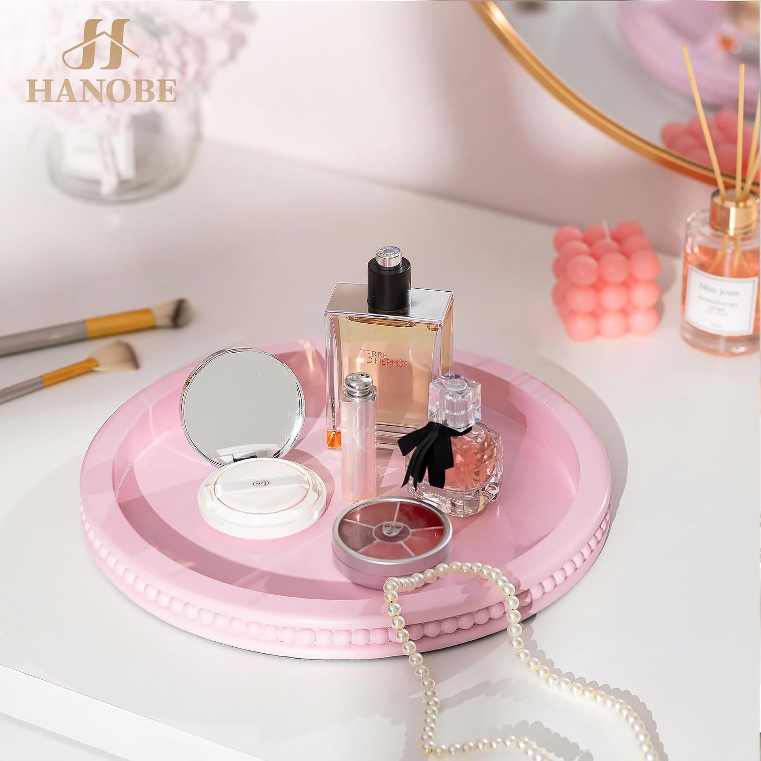 Tray Decorative Round / 11.8 / Pink