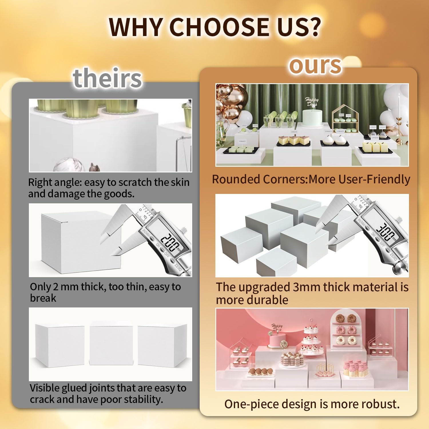 Display stands / Mini Acrylic Signs / White / 3in To 8in / Set of 6