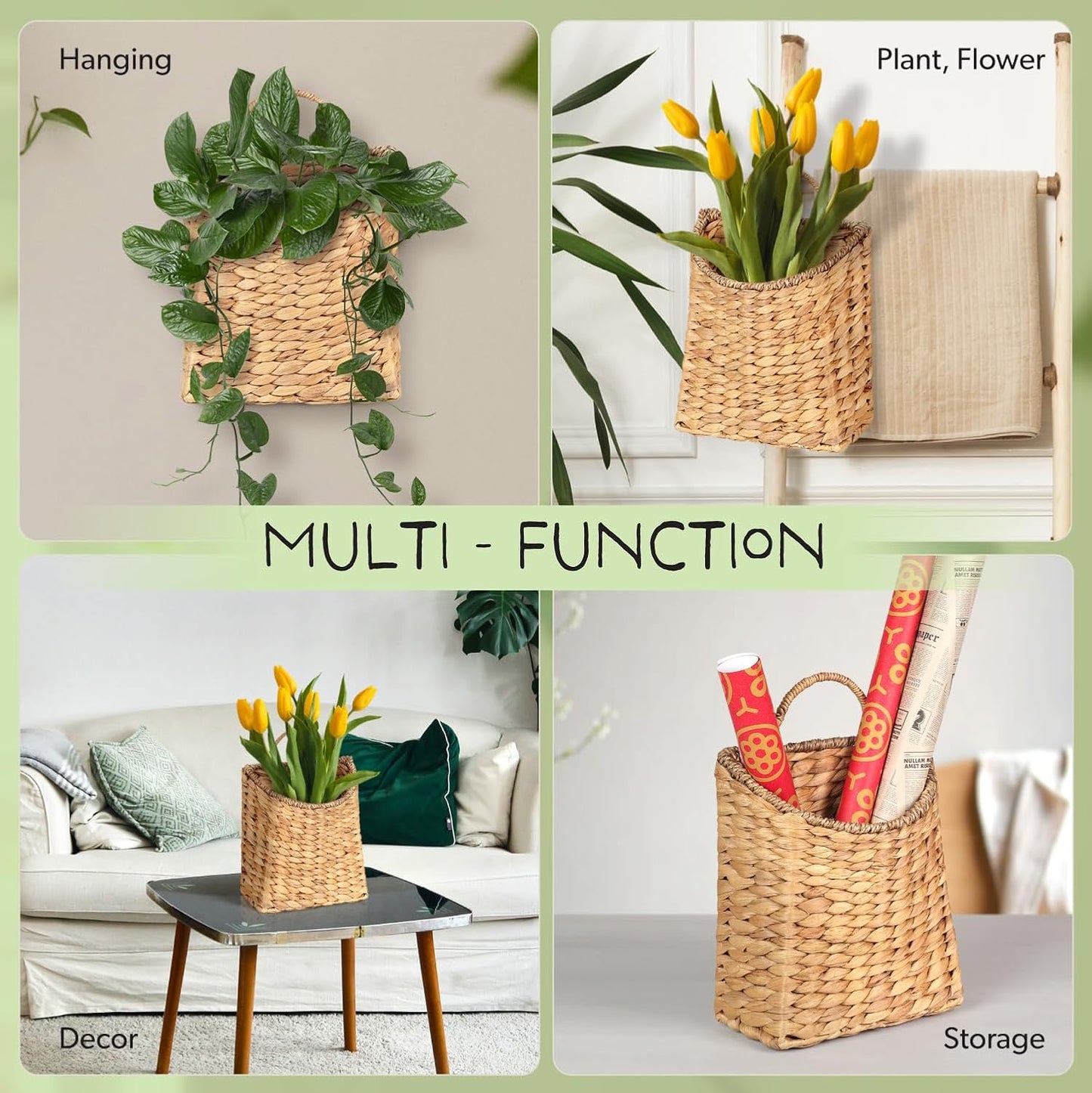 Hanging Wall Wicker Basket / Light Brown