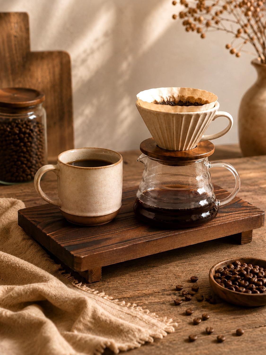 Rustic Wood Pedestal Stand / 12 x 7