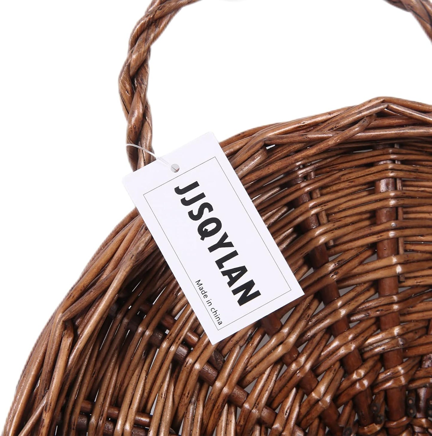 JJSQ Handmade Woven Wicker Hanging Storage Basket / Brown