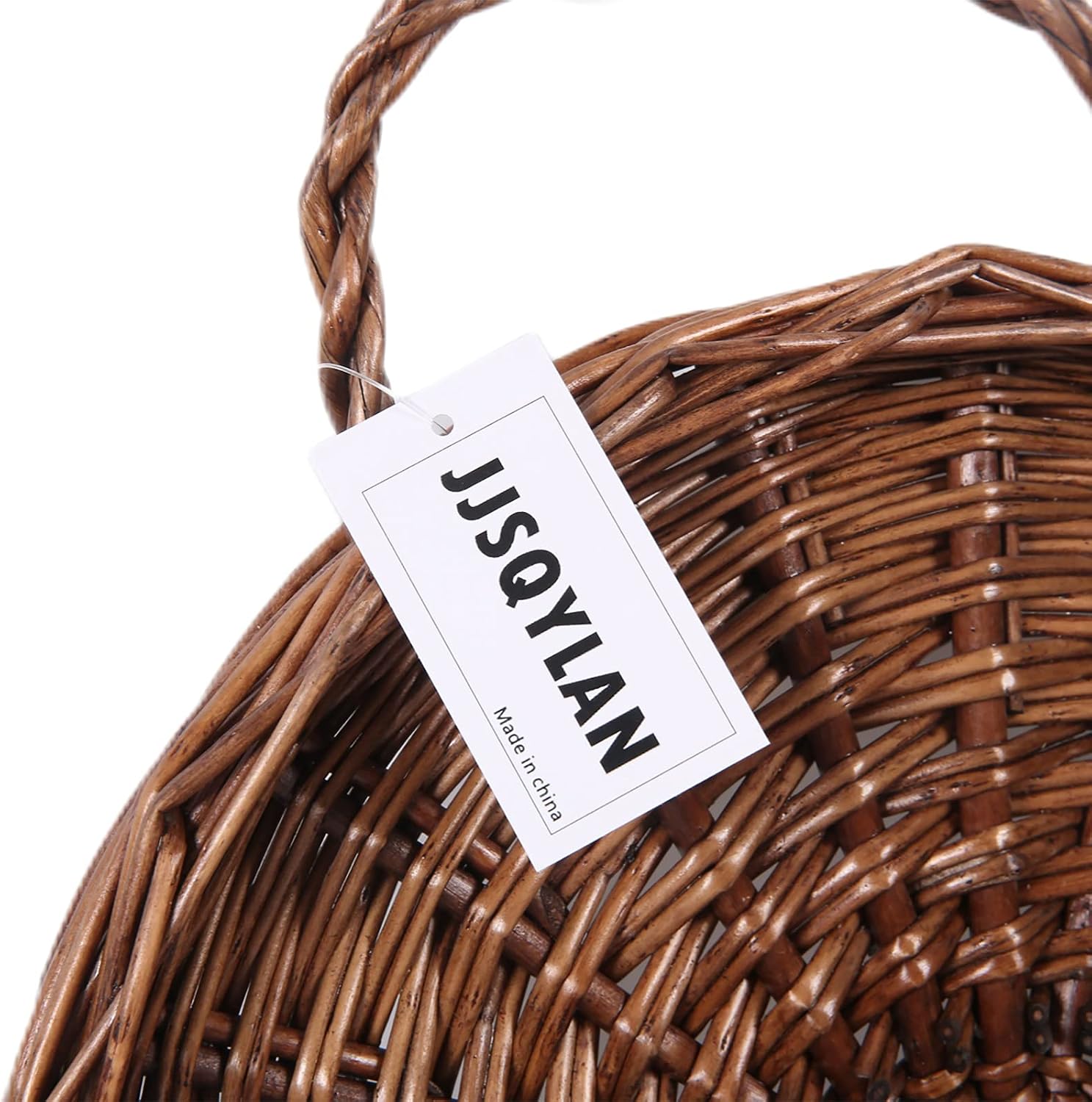 JJSQ Handmade Woven Wicker Hanging Storage Basket / Brown