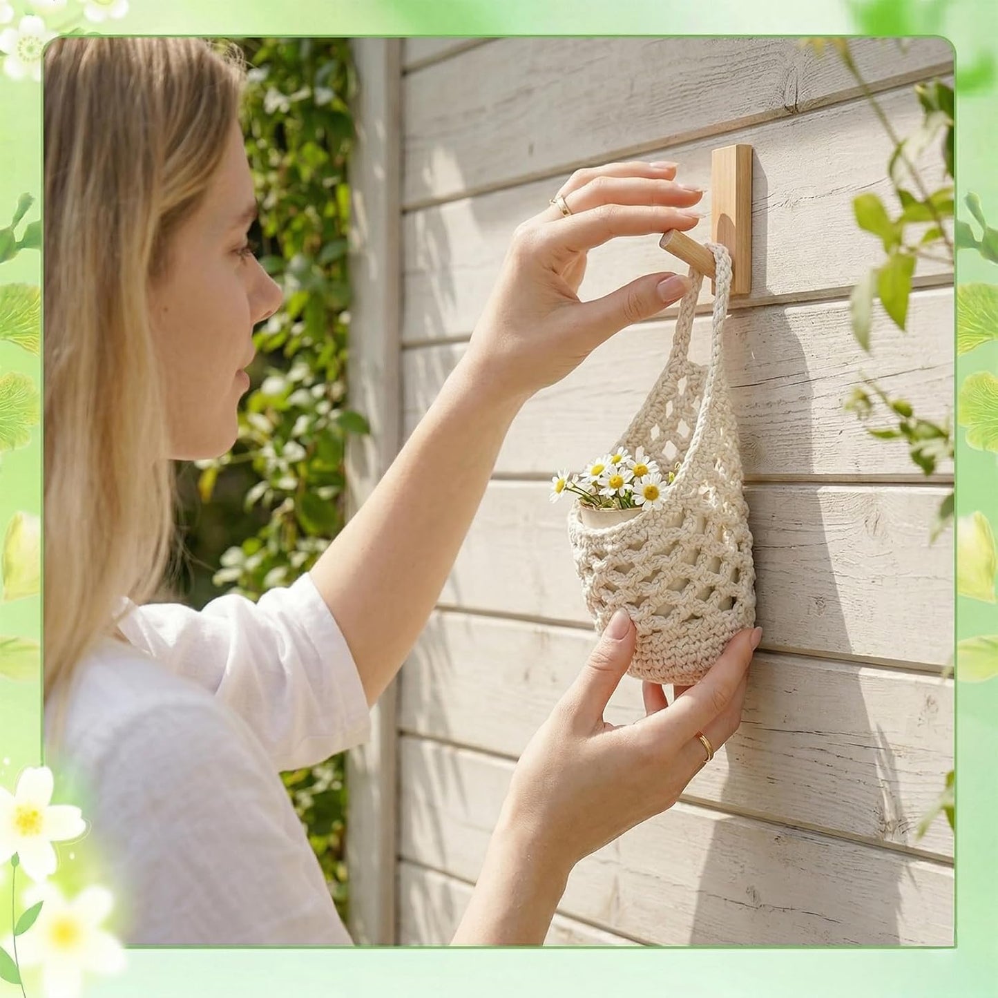Macrame Plant Hangers / Beige / 5 Inch / Set of 6