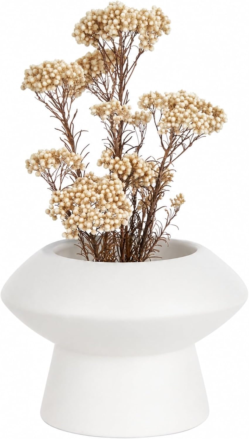 Ceramic Flower Vase 1 Count Modern Decorative Centerpiece / White / Mushroom, 5 3/4 / 5.8 x 5.8 x 4