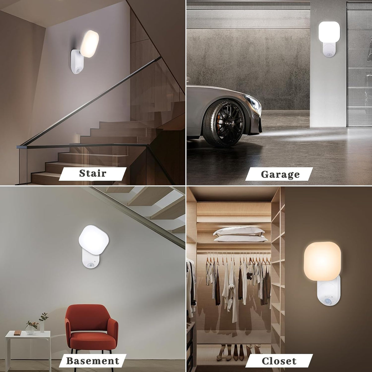 Yochoice Rechargeable Motion Sensor Wireless Dimmable LED Wall Lights with Remote, Closet Lights Battery Operated with