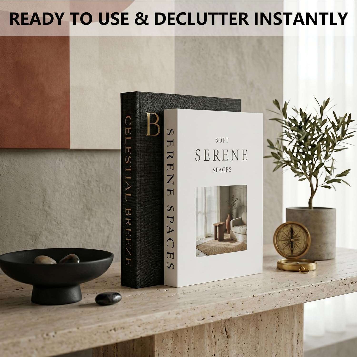 Decorative Books / Stackable Coffee Table / Deep Gray-white