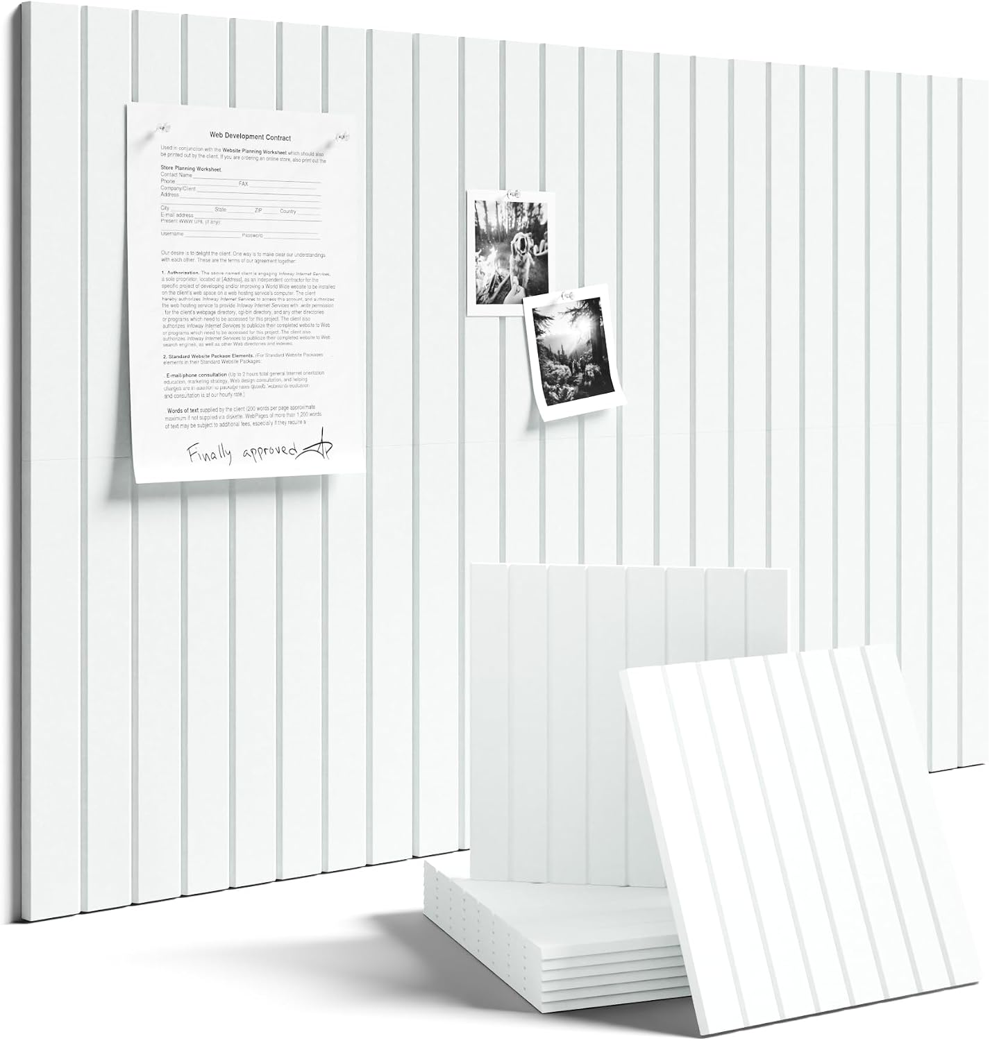 Fluxynara 36" x 24" Large Felt Bulletin Board, Cold White