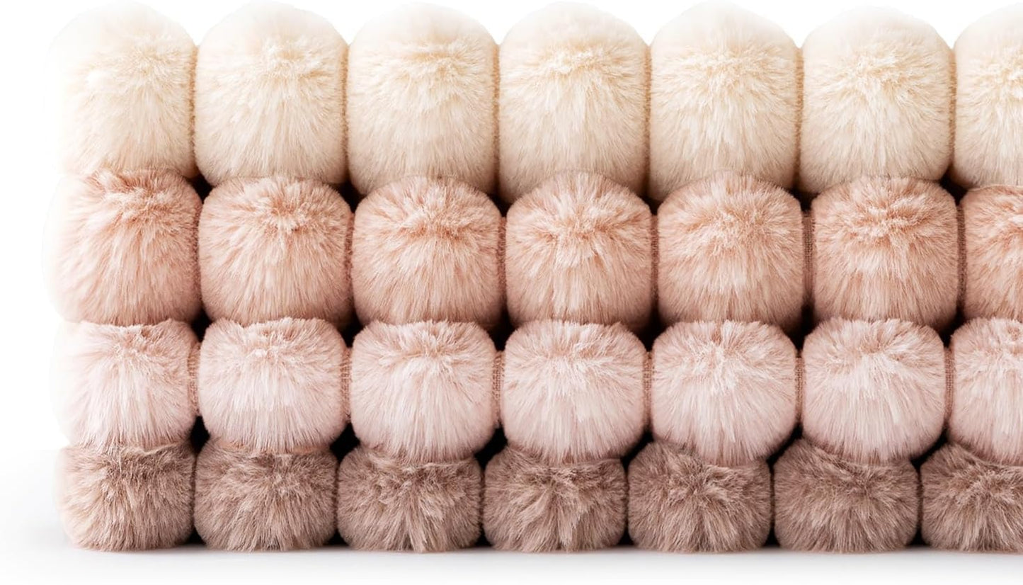 Faux Fur Plush Decorative Throw Pillow Covers / 18 x 18 / Pink / Set of 4