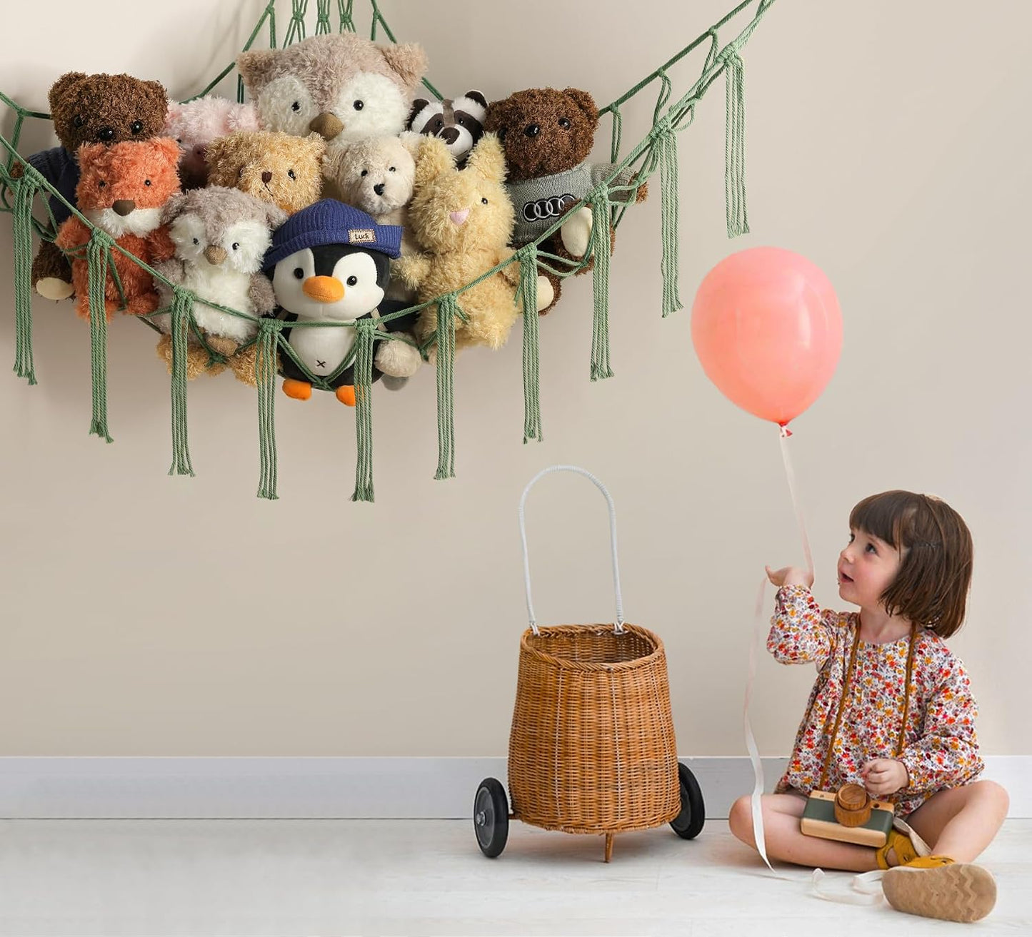 Hanging Stuff Animal Storage Organizer For Plush / Standard / Olive Green