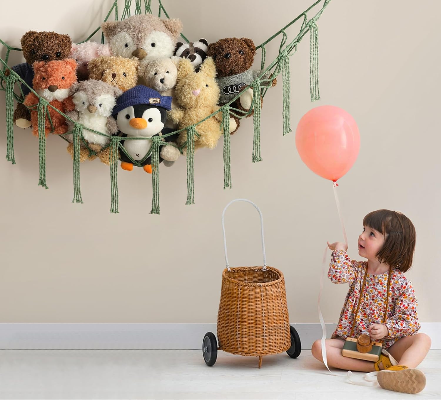 Hanging Stuff Animal Storage Organizer For Plush / Standard / Olive Green