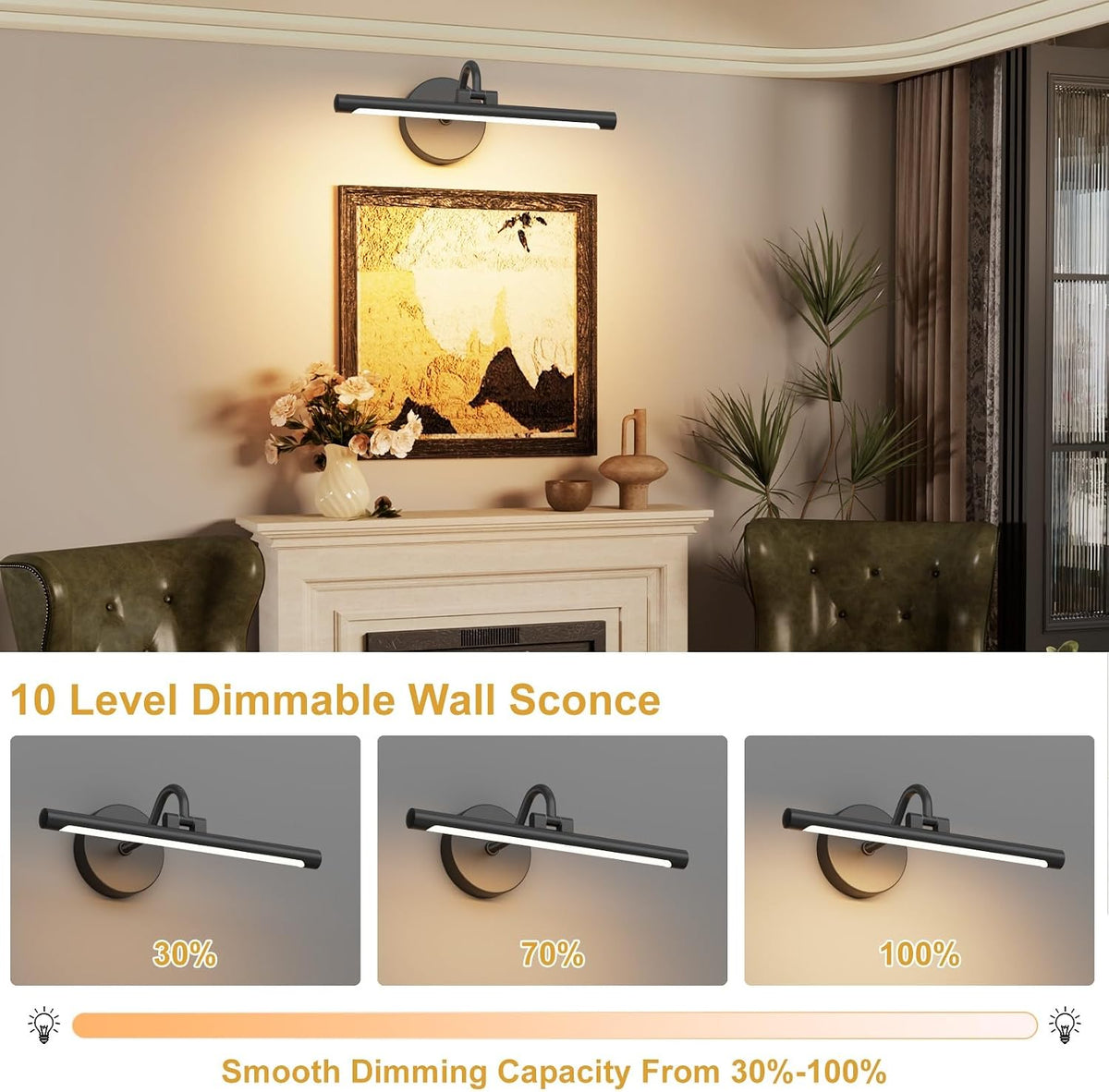 Tipace Hard-Wired LED Picture Light Fixtures- 15.7 inch 3CCT Dimmable Metal Artwork Display Lamp with Remote