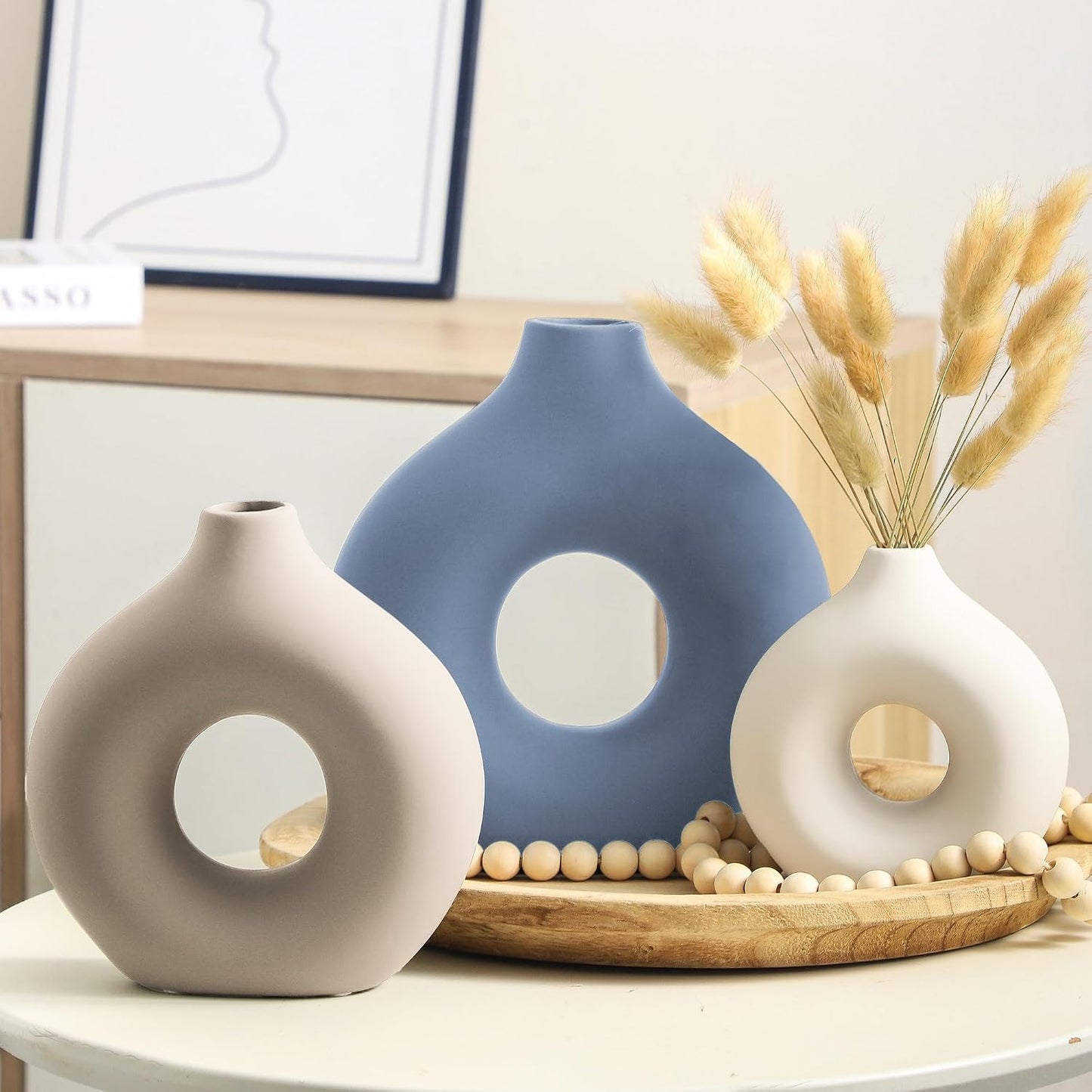 Ceramic Vase Home Table Decor / Blue / Set of 3
