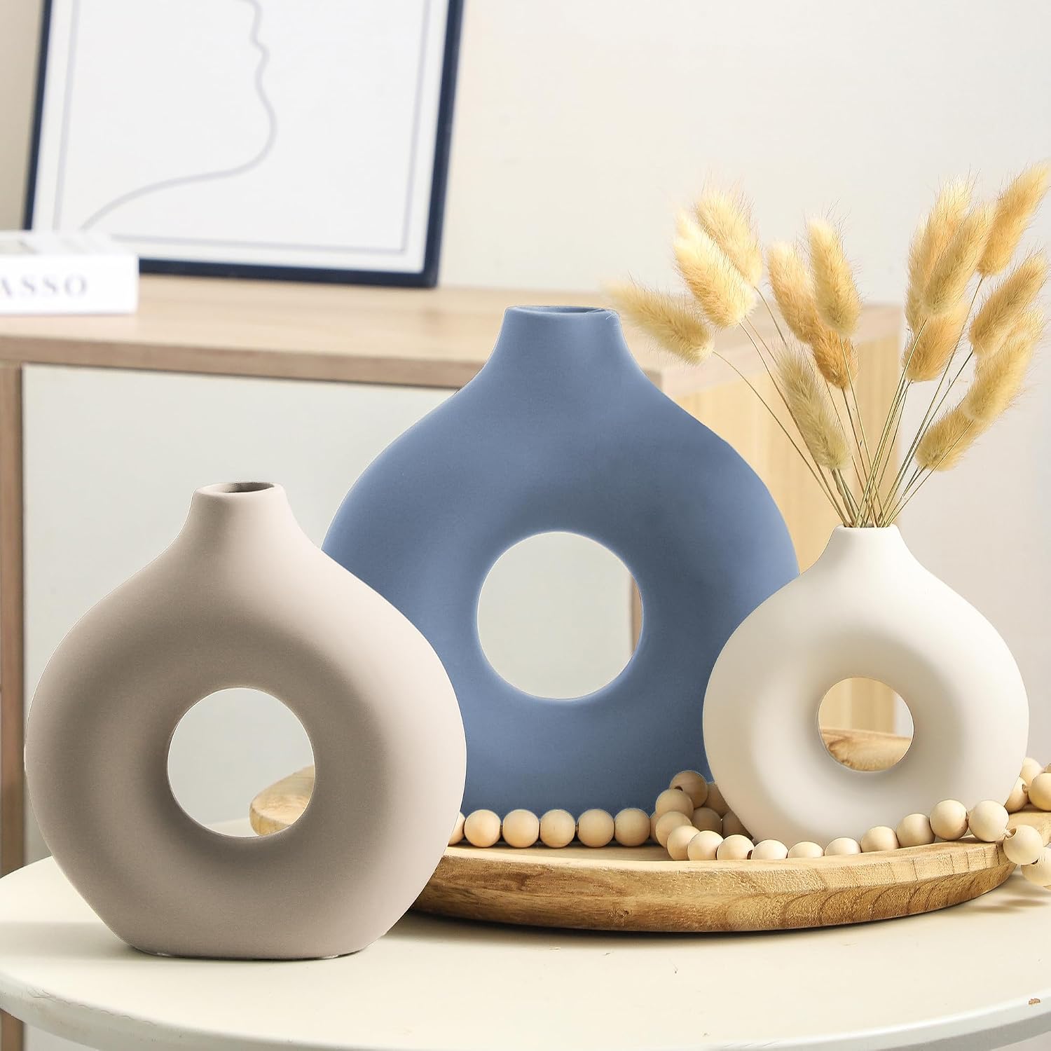 Ceramic Vase Home Table Decor / Blue / Set of 3