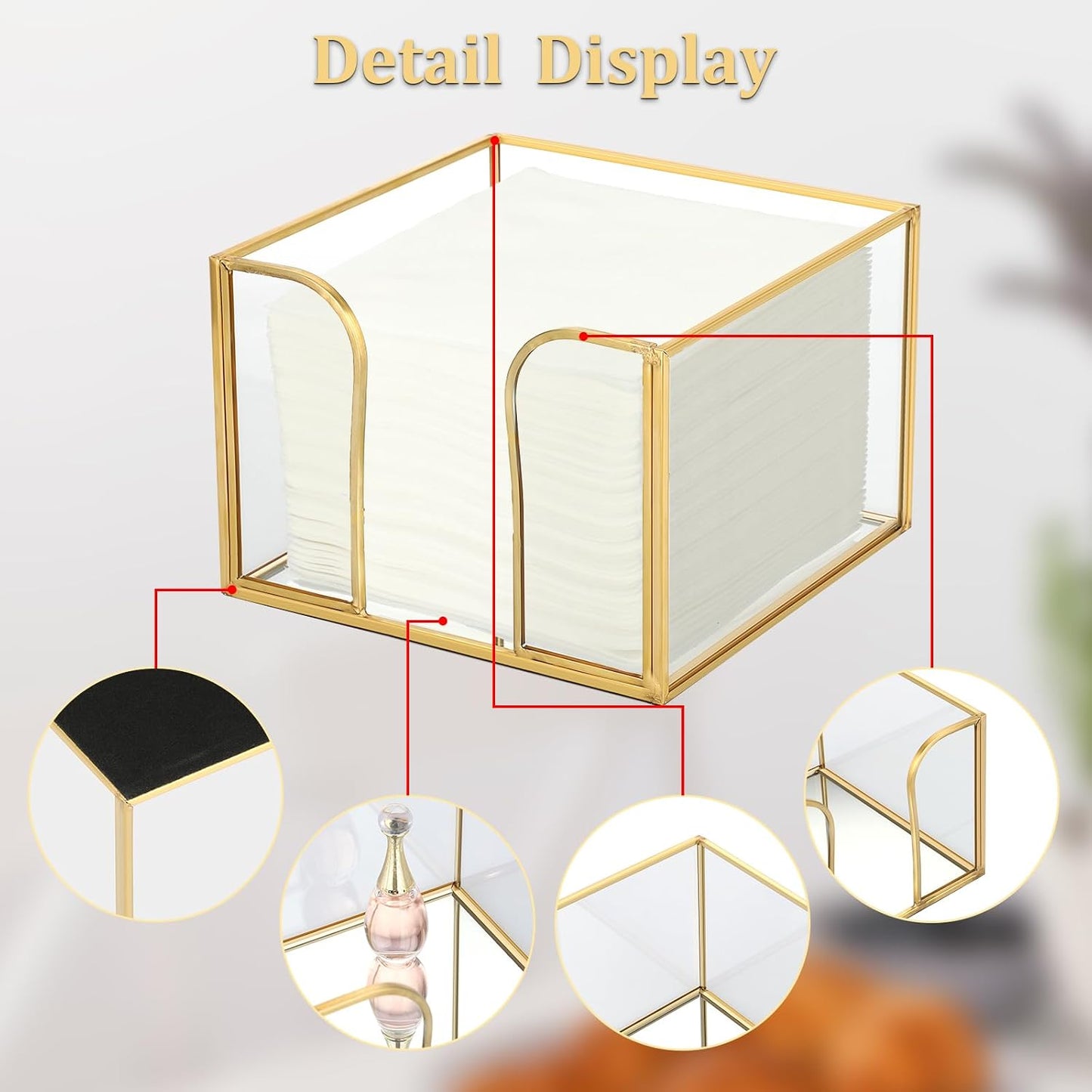Glass Napkin Holder / Gold