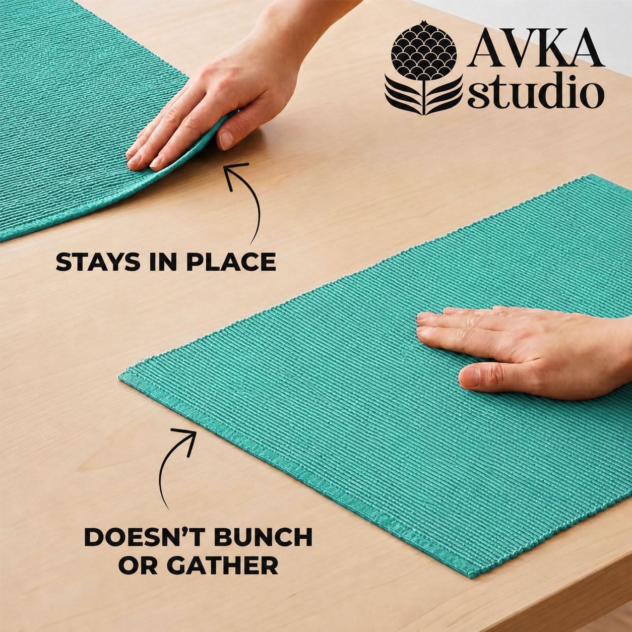 100% Cotton Ribbed Placemats - Set of 8-13 x 19 Inches - Turquoise Blue - Everyday Cloth Table Mats - Thick