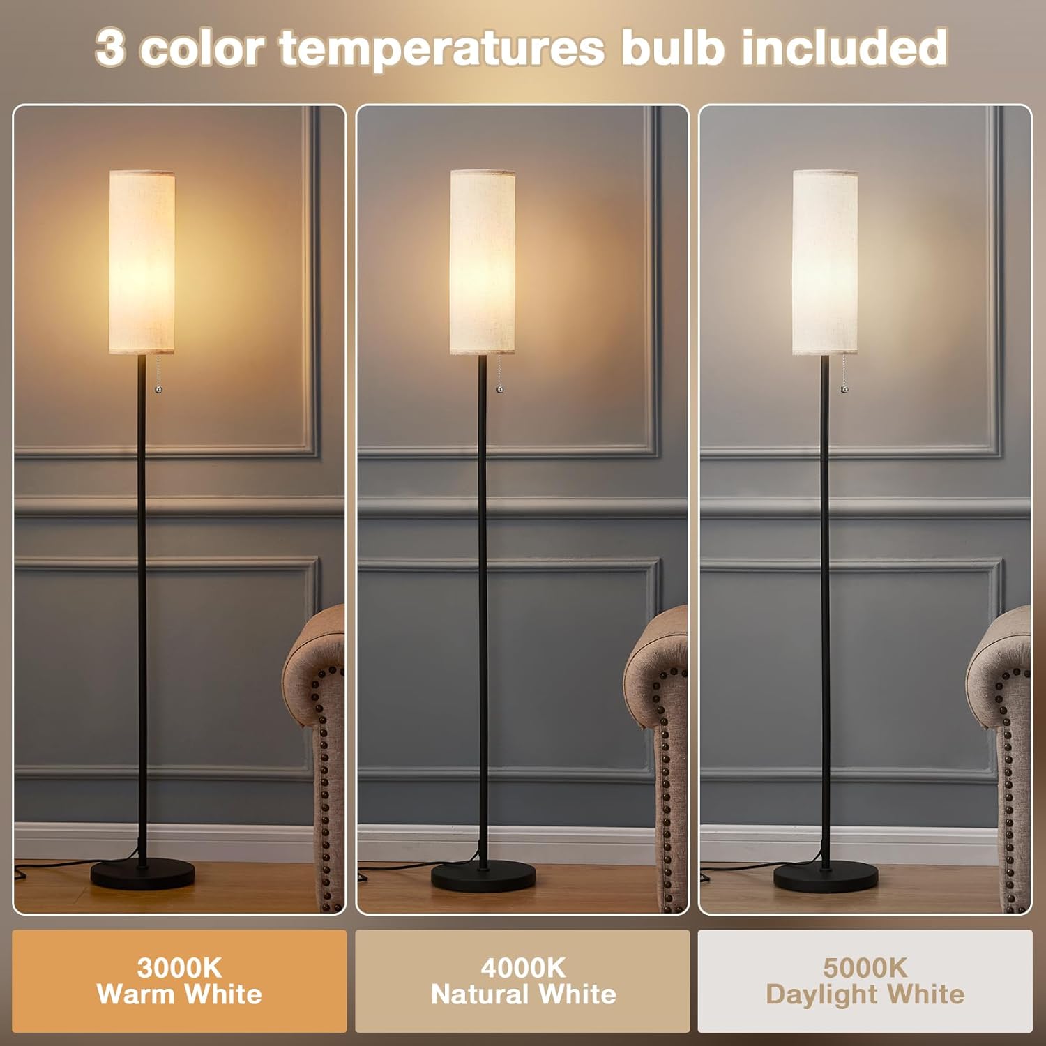 Tall Lamps / 64'' Floor Lamp / Beige / 64.56 Inches