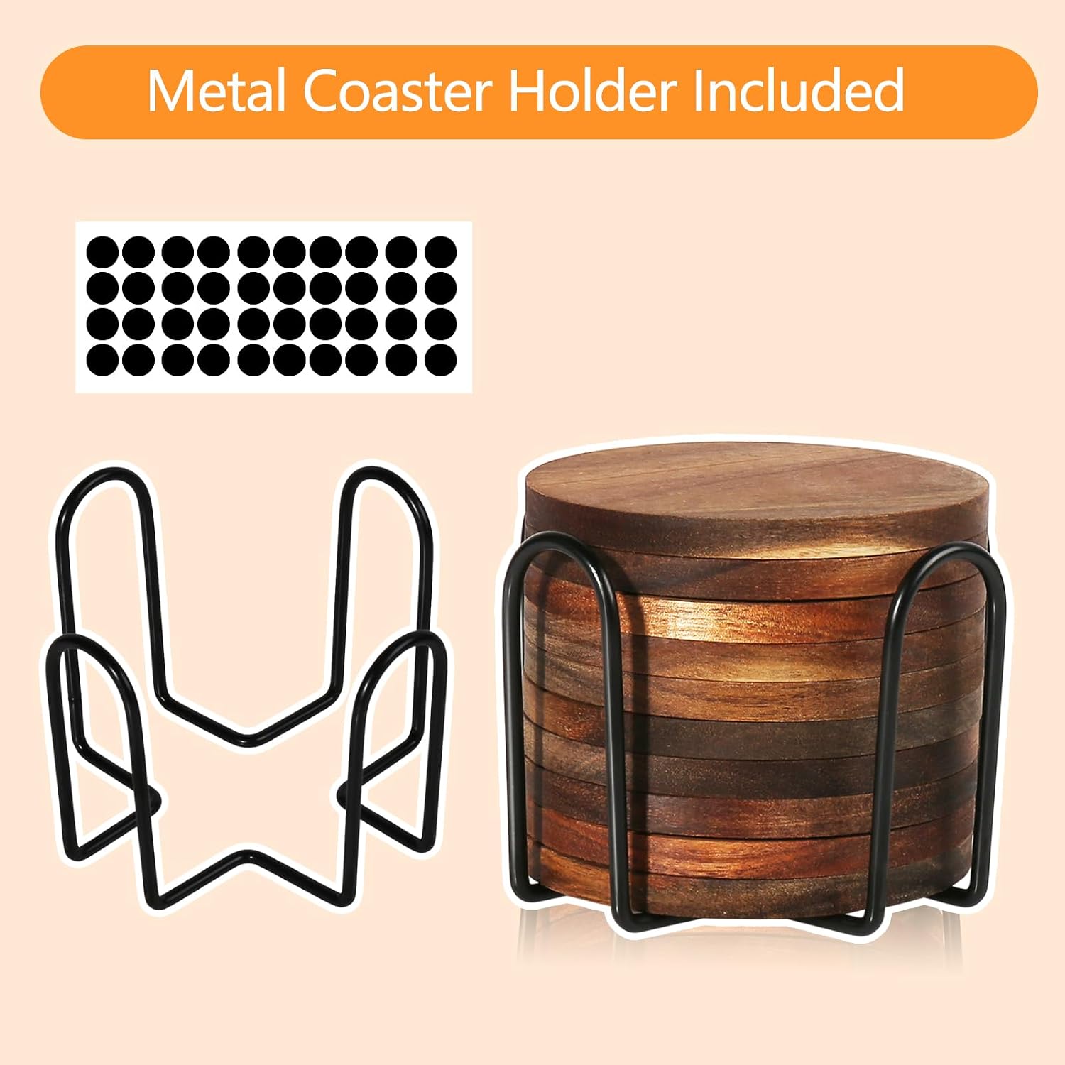 Holder / Wooden Coasters for Drinks Absorbent / Set of 20